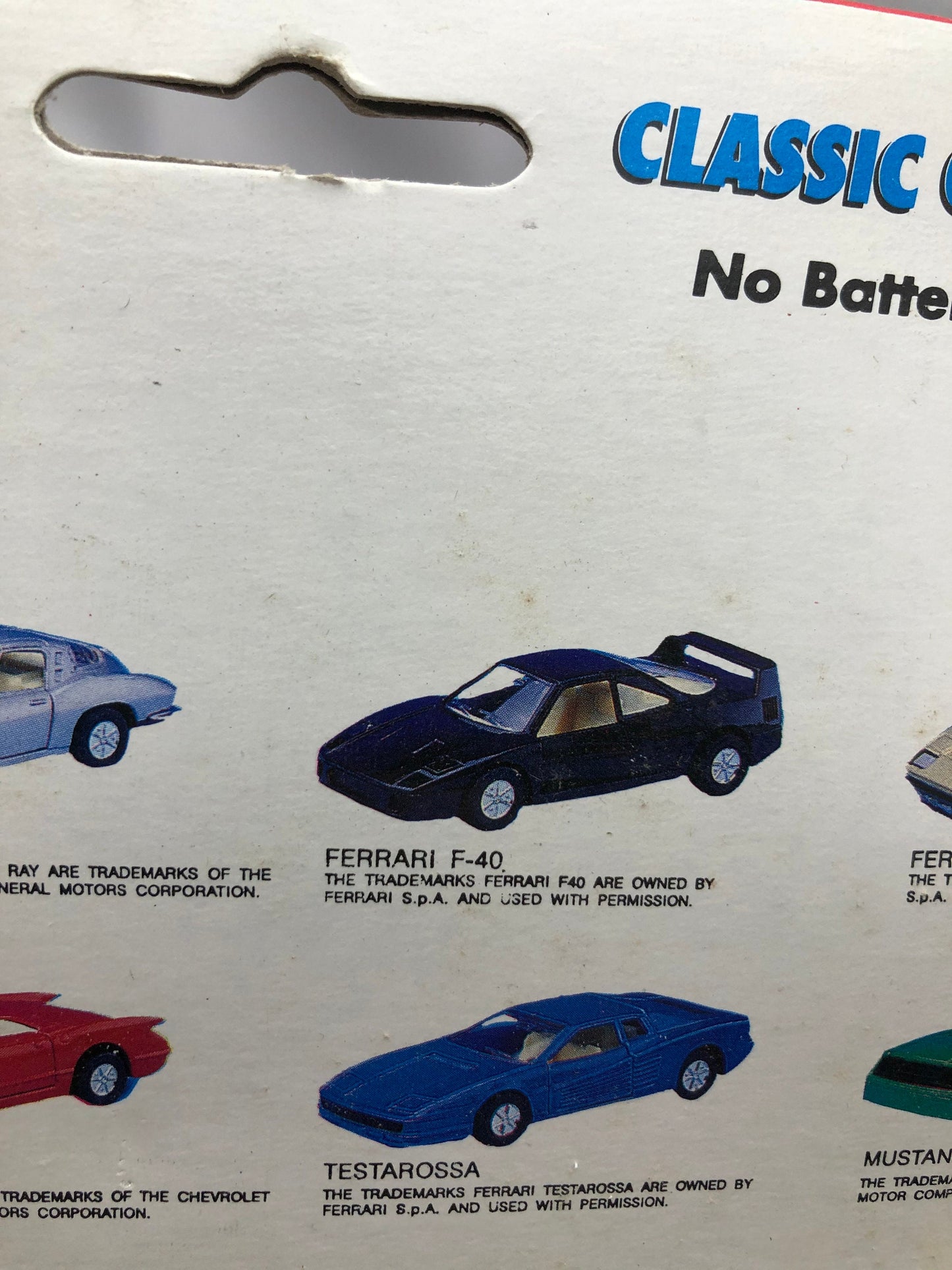 Vintage Classy Chassies Classic Collectibles 1991 ; Ferrari F-40
