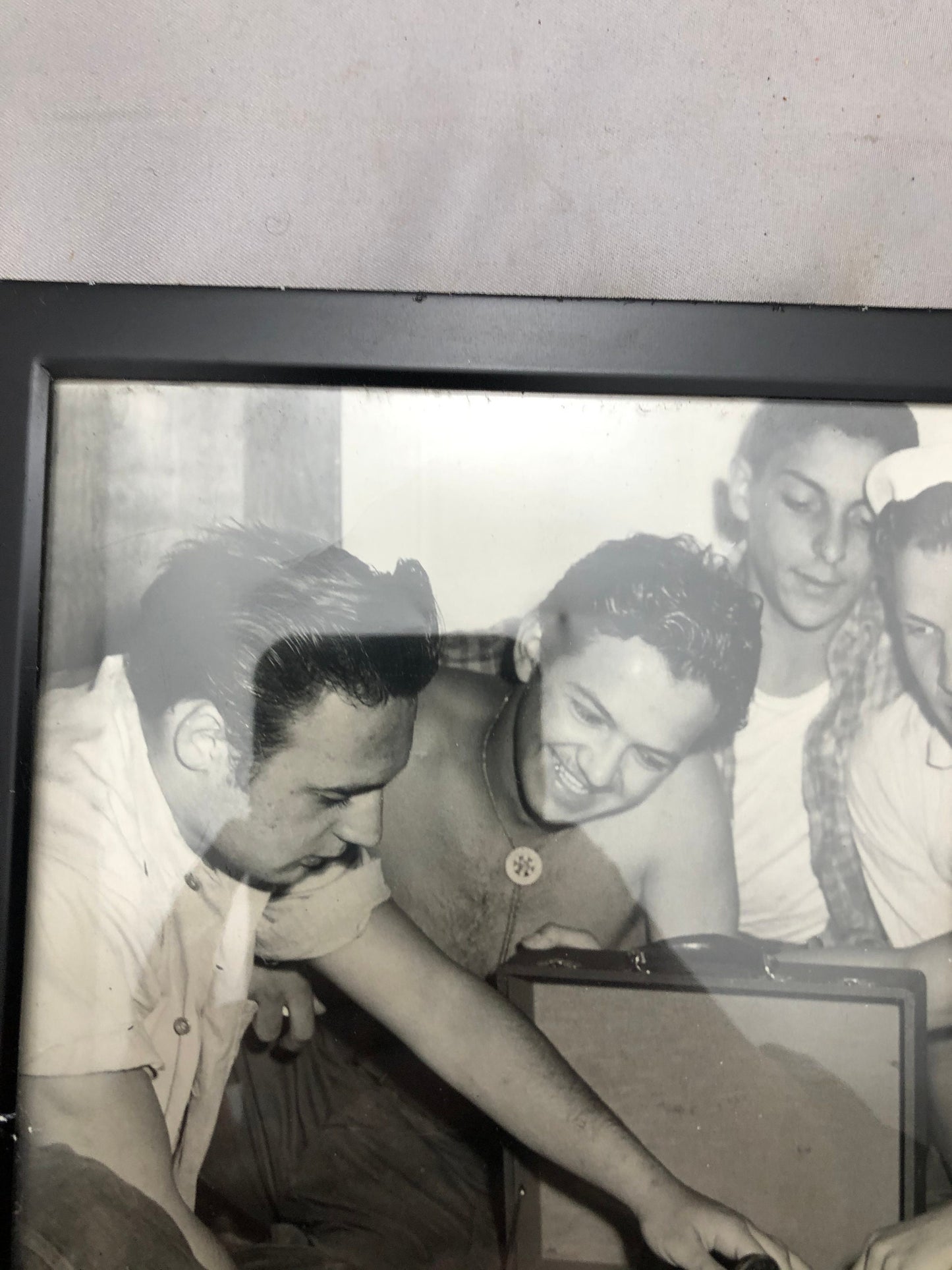 Vintage Photograph Black and White of Men With Record Player