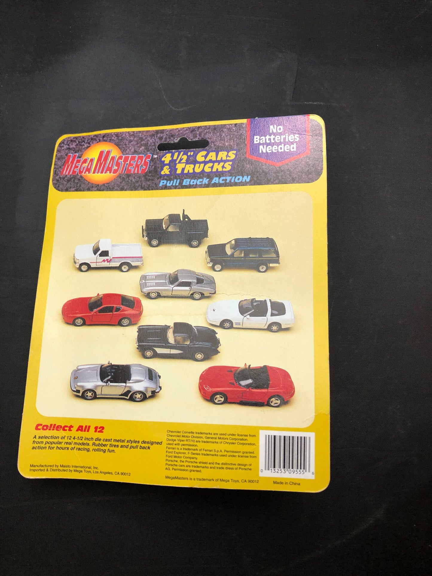 Vintage Mega Masters Die Cast Metal Pull Back Action 4 1/2" Cars and Trucks.