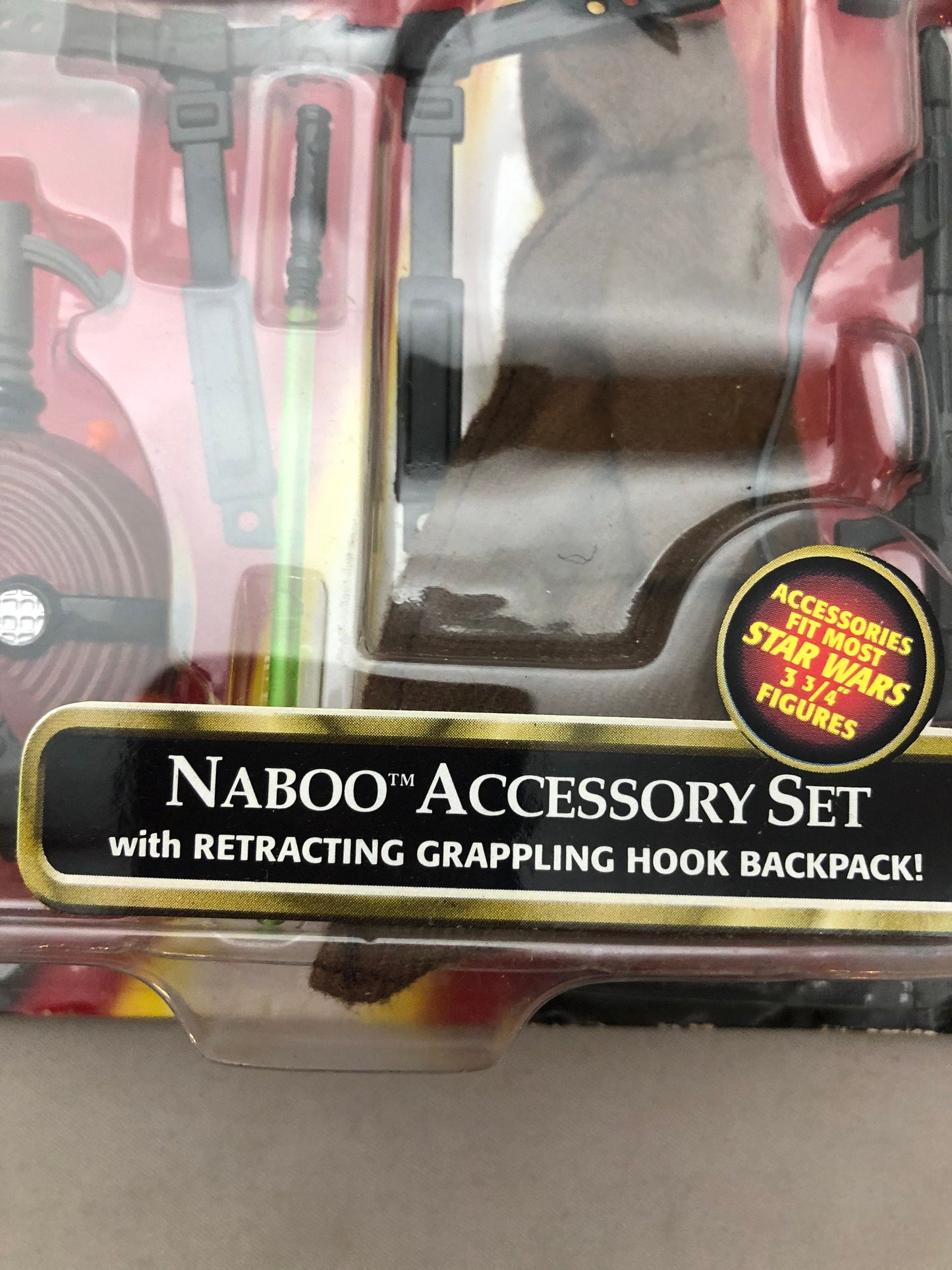 Vintage Star wars Episode I : Naboo Accessory set with retracting grappling hook backpack.