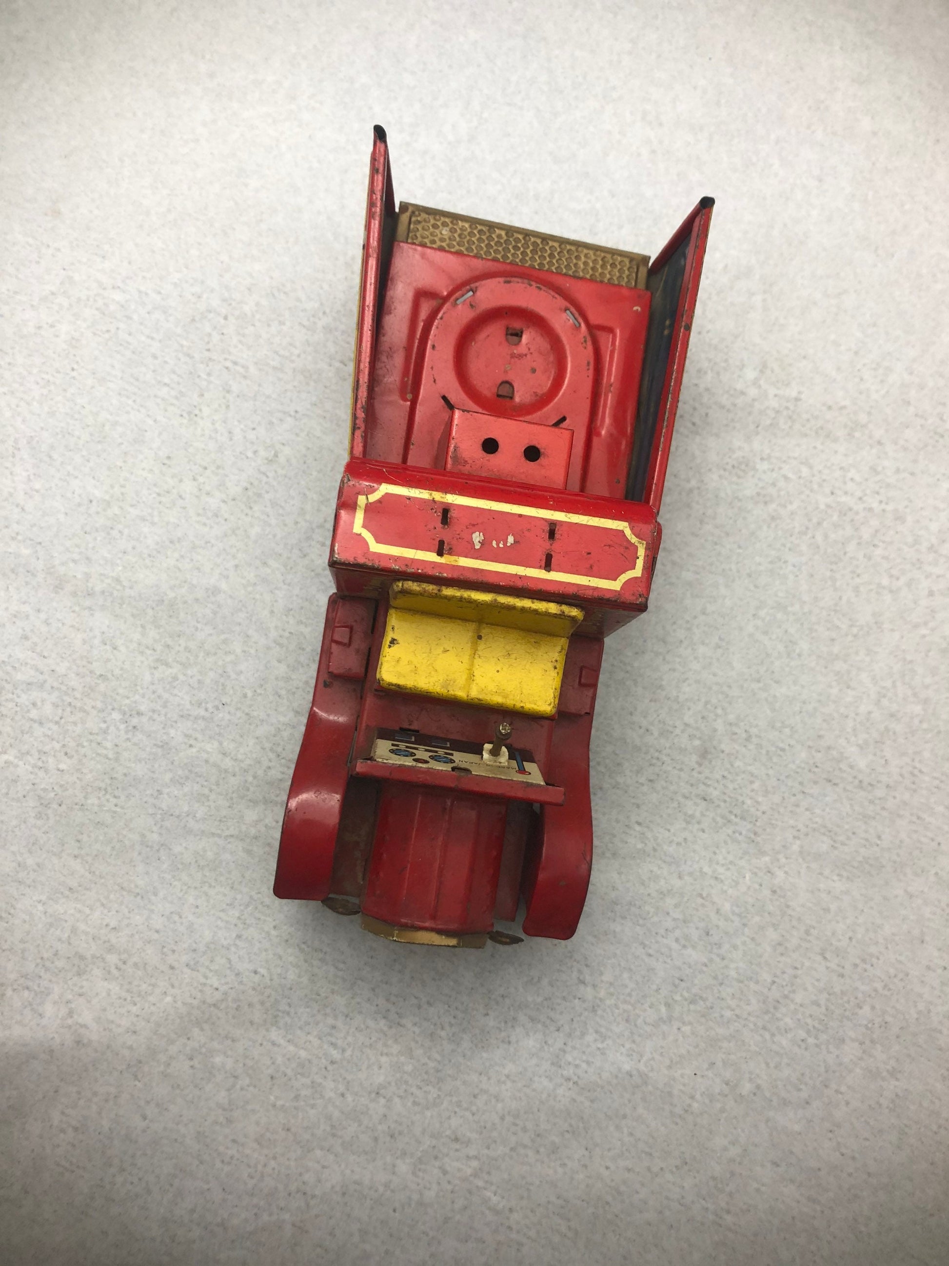 Vintage Tin Fire Truck Japanese Friction Toy