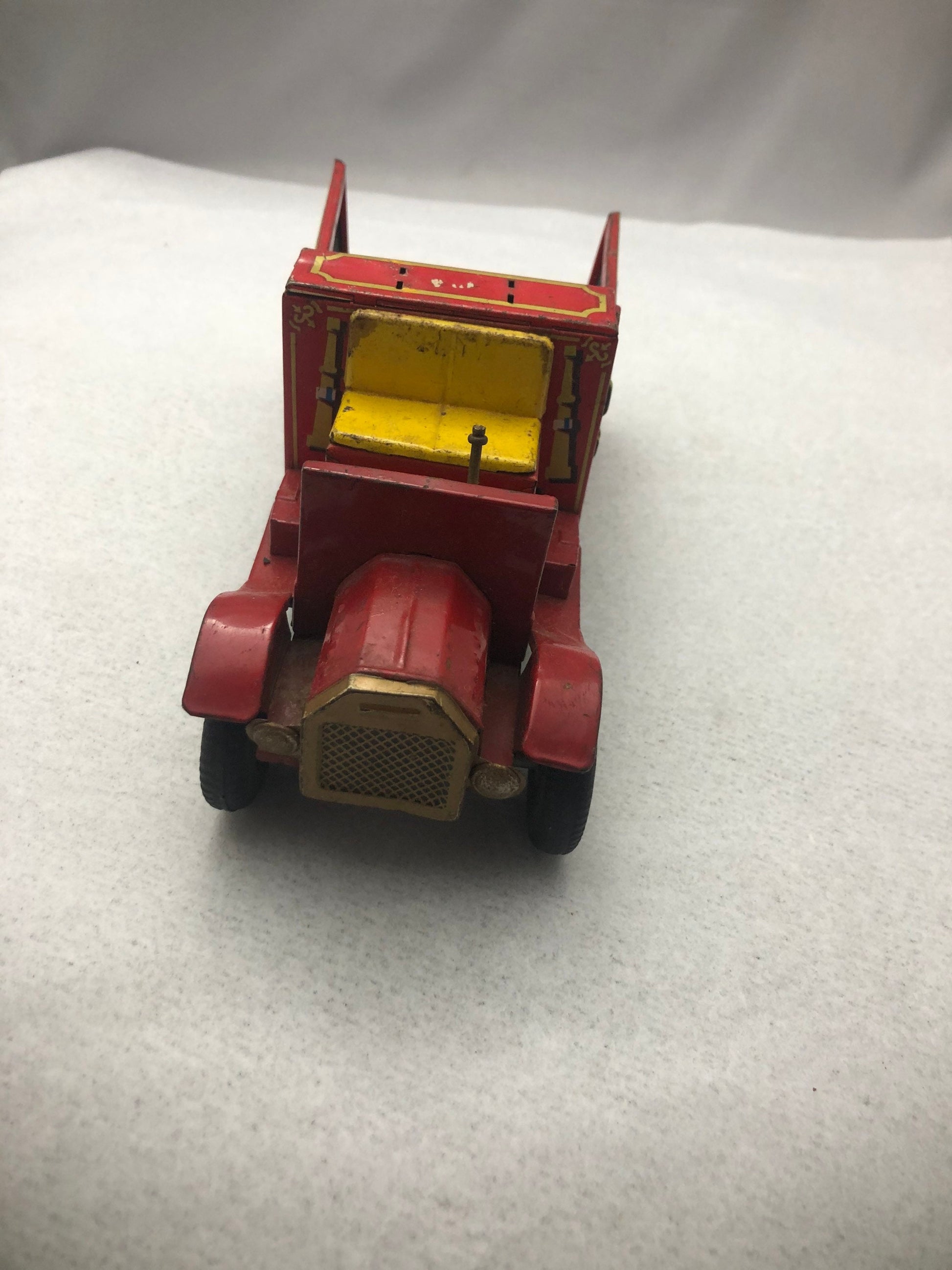 Vintage Tin Fire Truck Japanese Friction Toy