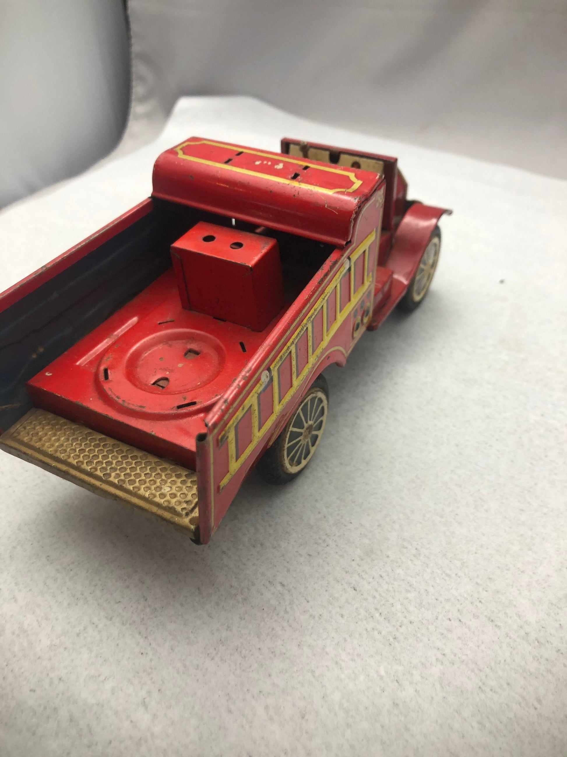 Vintage Tin Fire Truck Japanese Friction Toy