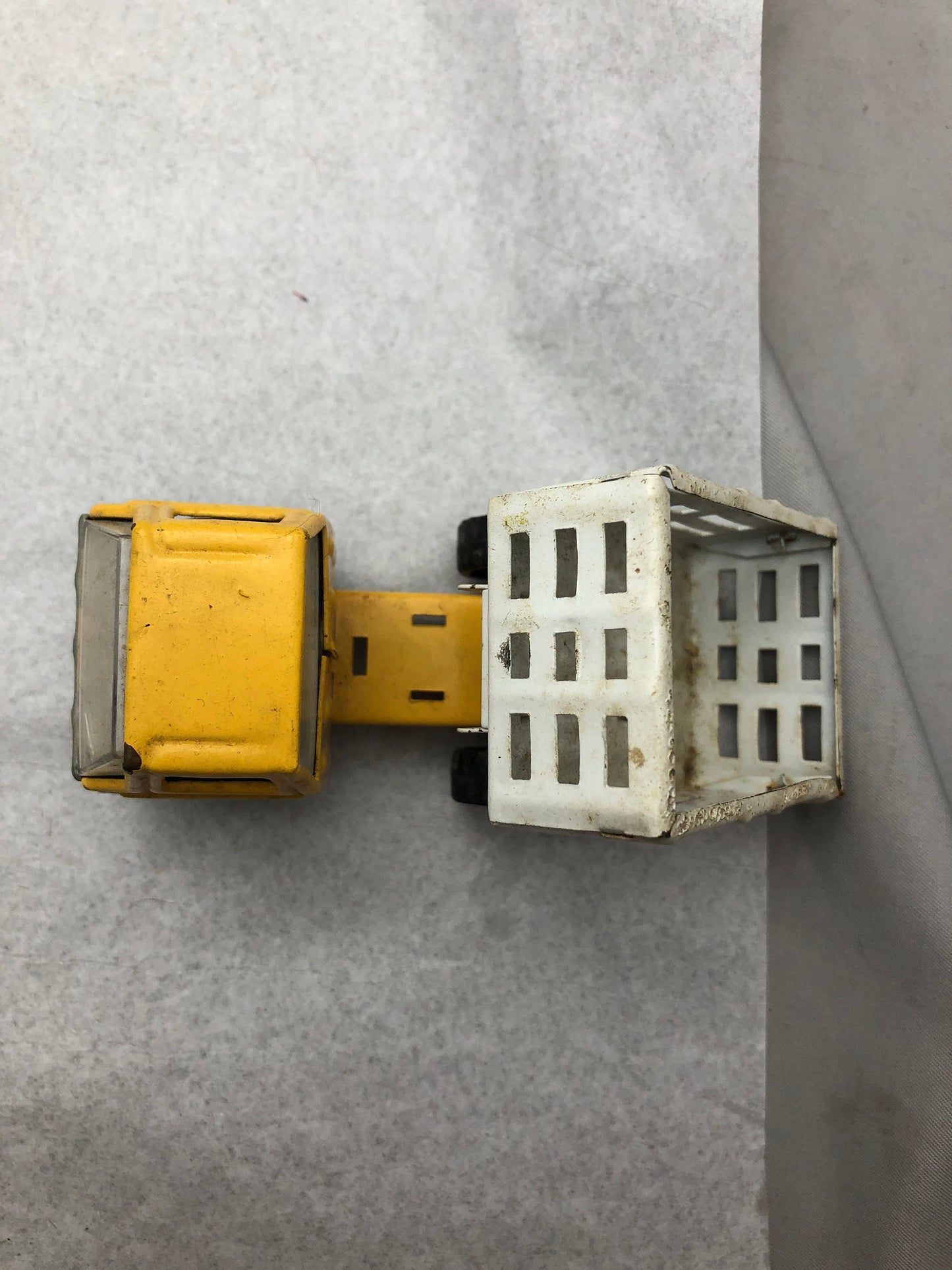 Vintage Marx White and Yellow Dump Truck Toy