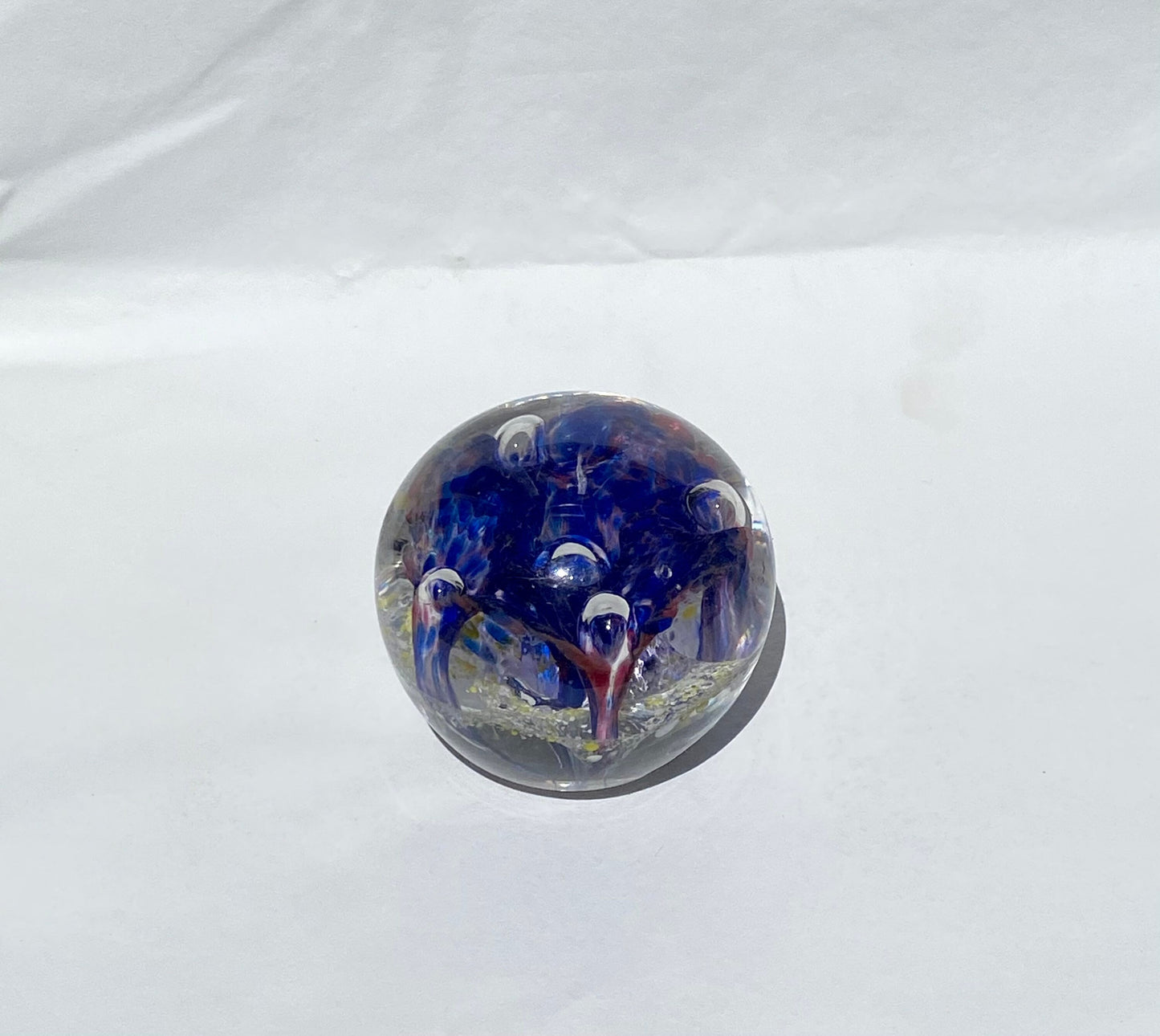 Vintage Murano Glass Paperweight, Blue Desk Decor, Decorative Office Accessory, Paperweight Collectible