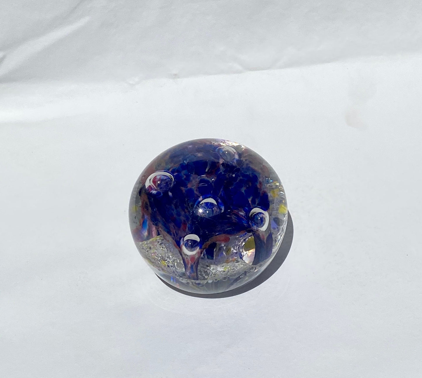 Vintage Murano Glass Paperweight, Blue Desk Decor, Decorative Office Accessory, Paperweight Collectible