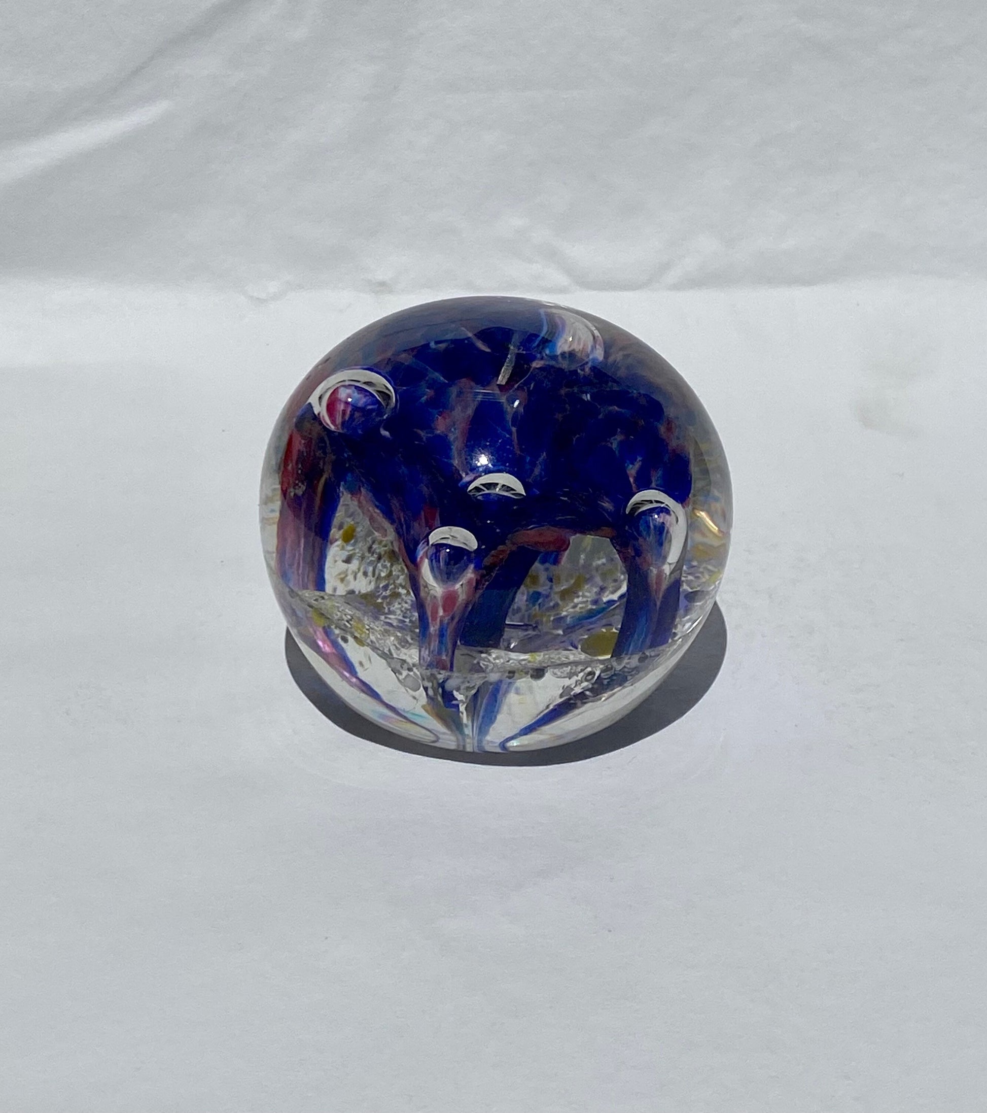 Vintage Murano Glass Paperweight, Blue Desk Decor, Decorative Office Accessory, Paperweight Collectible