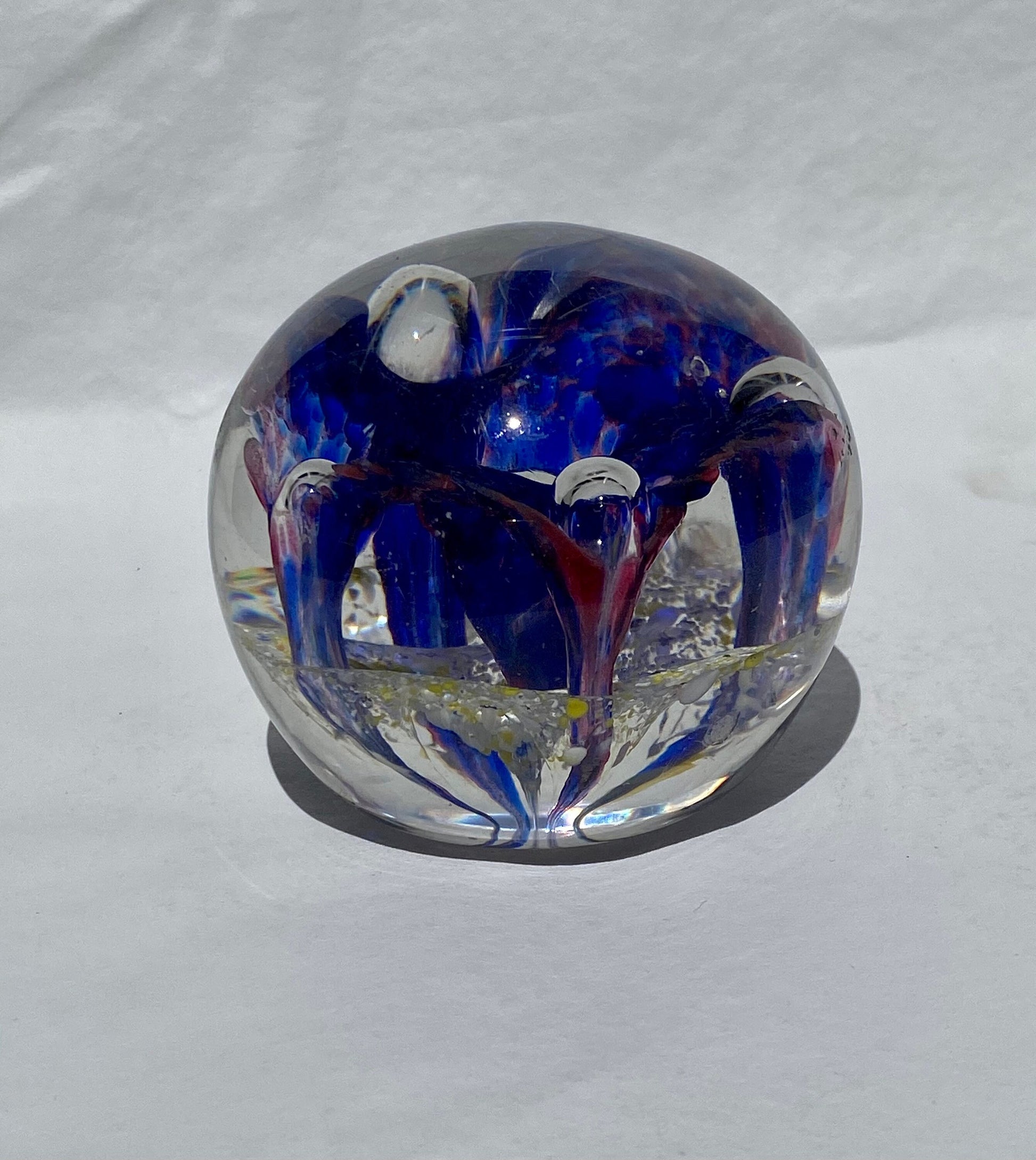 Vintage Murano Glass Paperweight, Blue Desk Decor, Decorative Office Accessory, Paperweight Collectible