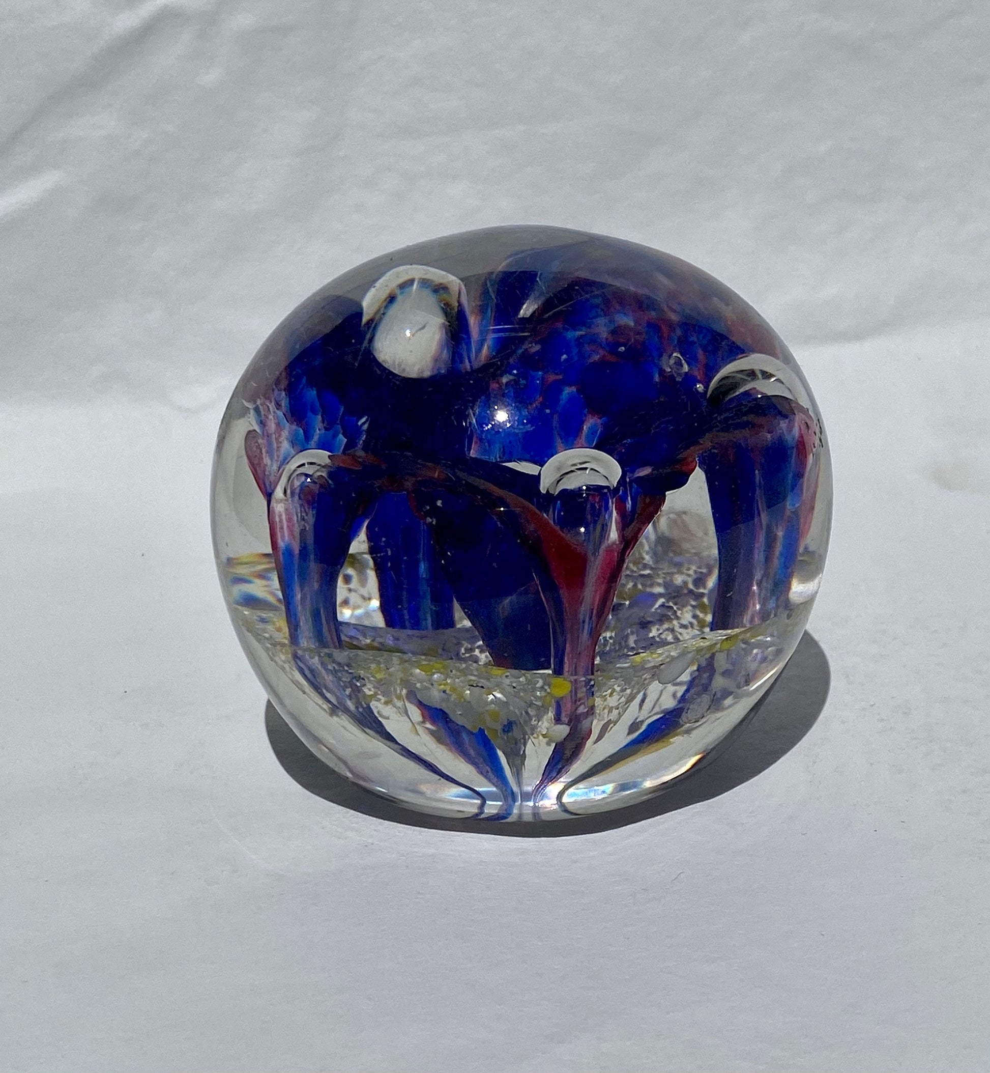 Vintage Murano Glass Paperweight, Blue Desk Decor, Decorative Office Accessory, Paperweight Collectible