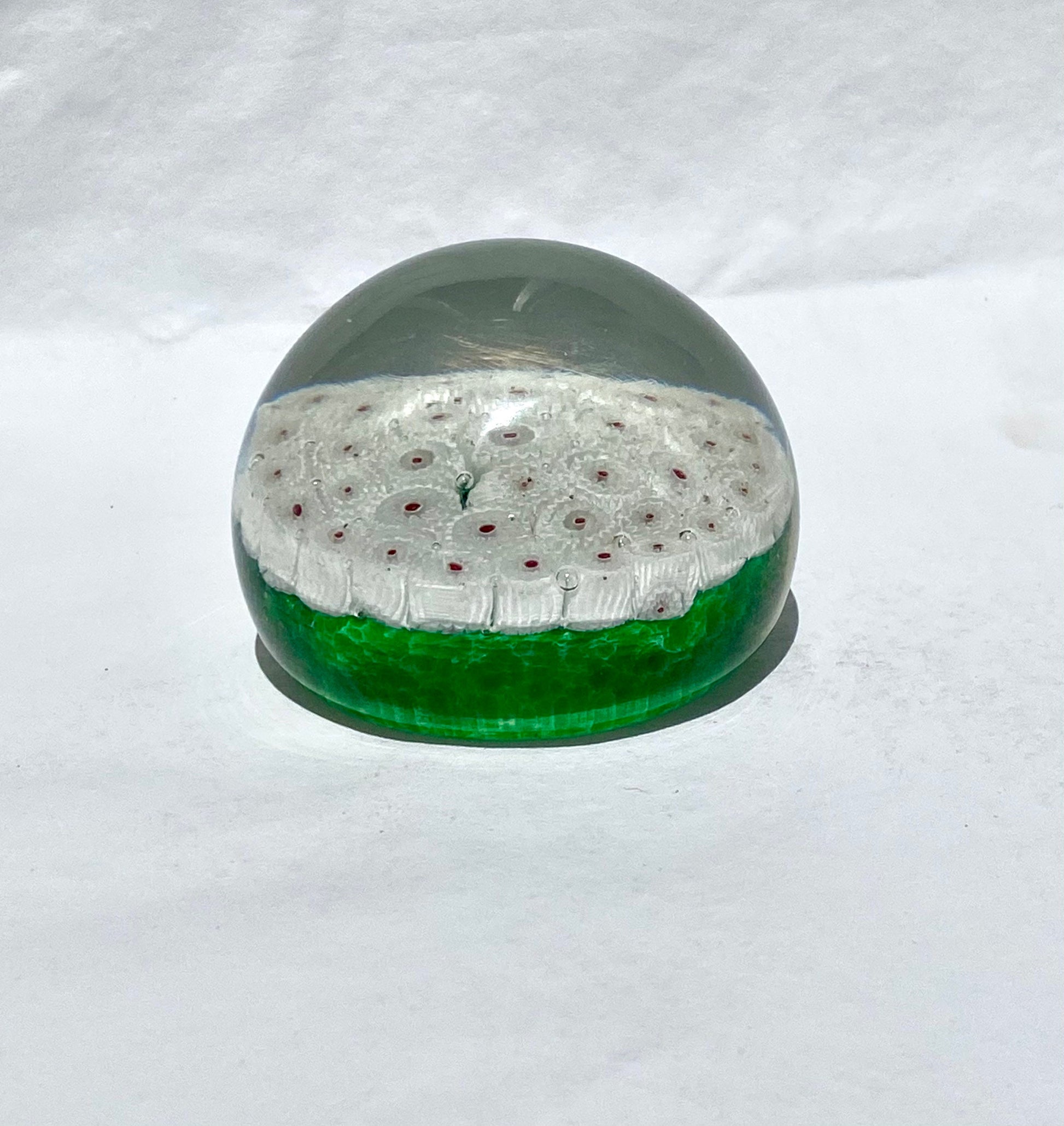 Vintage Green Glass Murano Paperweight, Blown Glass Collectible, Desk Decor, Unique Office Gift