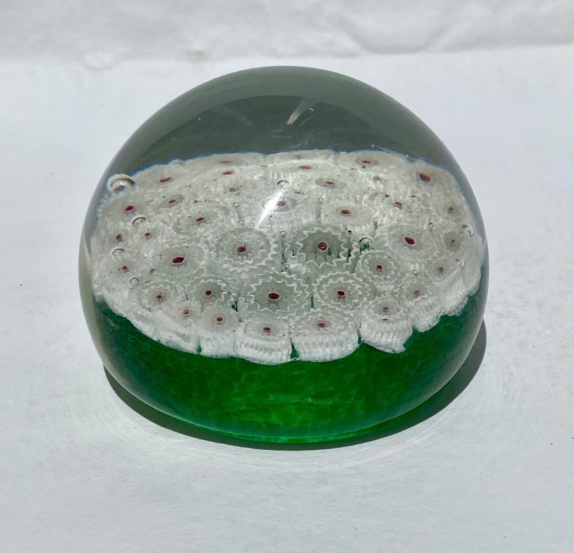 Vintage Green Glass Murano Paperweight, Blown Glass Collectible, Desk Decor, Unique Office Gift