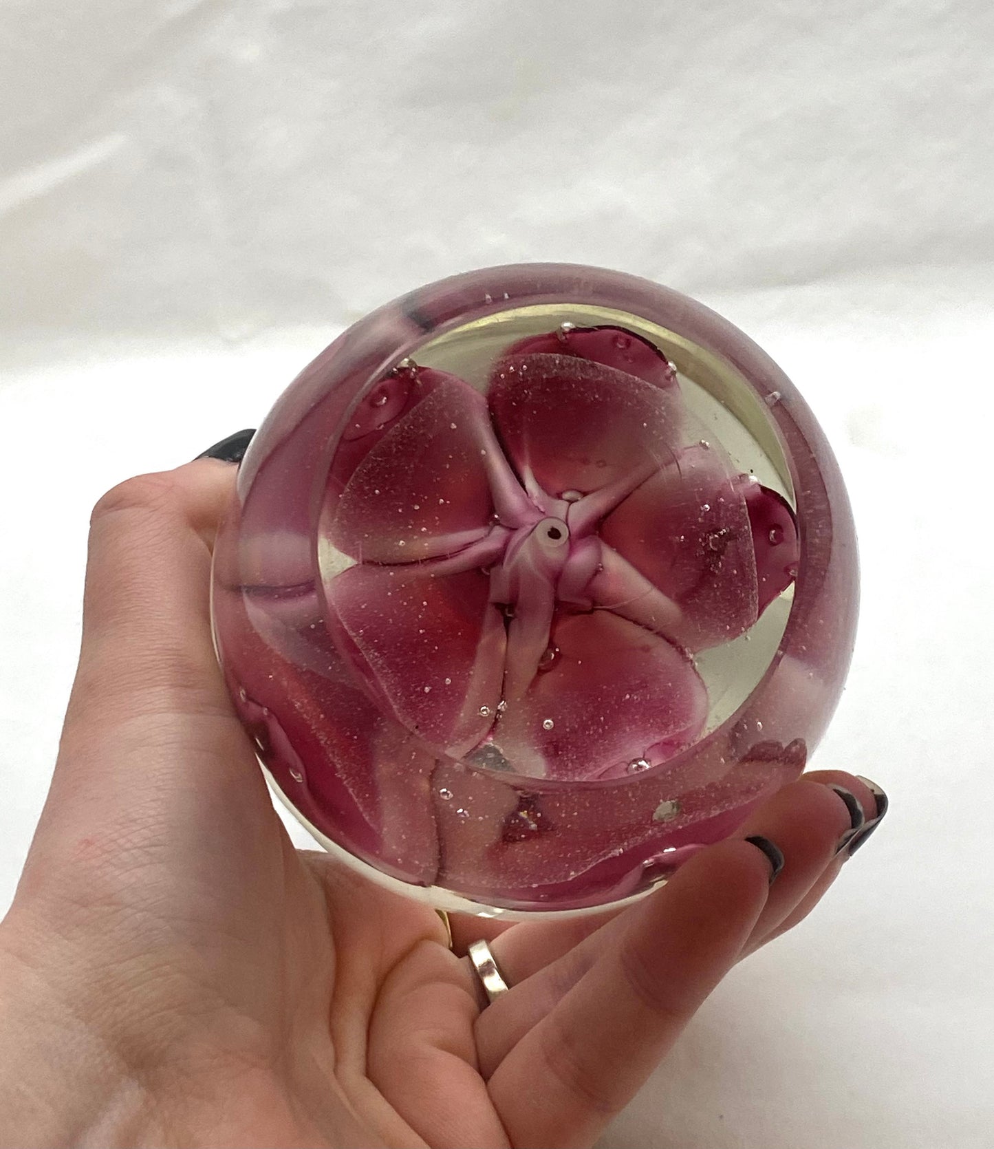 Vintage Glass Flower Paperweight | Home & Office Decor