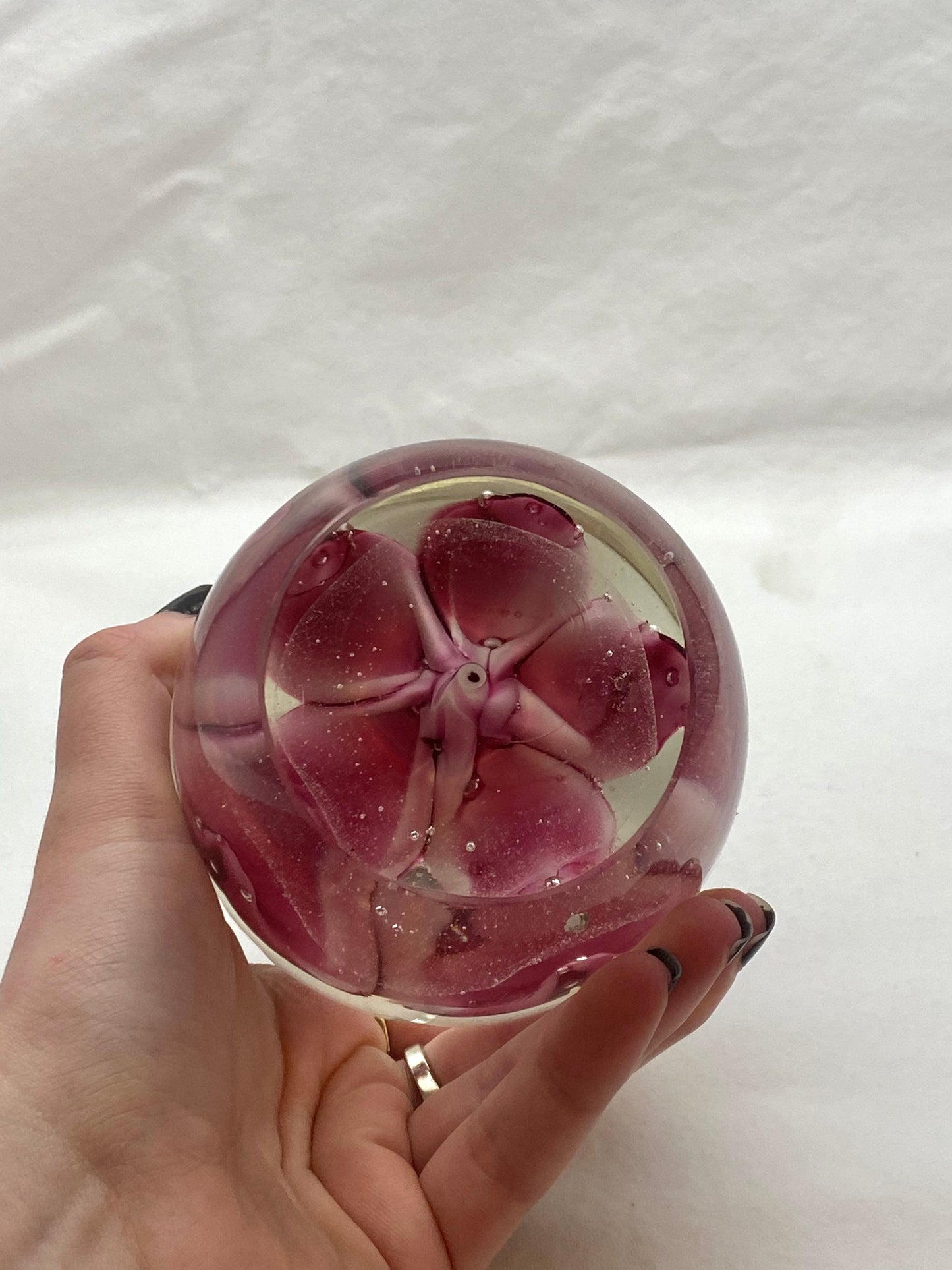 Vintage Glass Flower Paperweight | Home & Office Decor