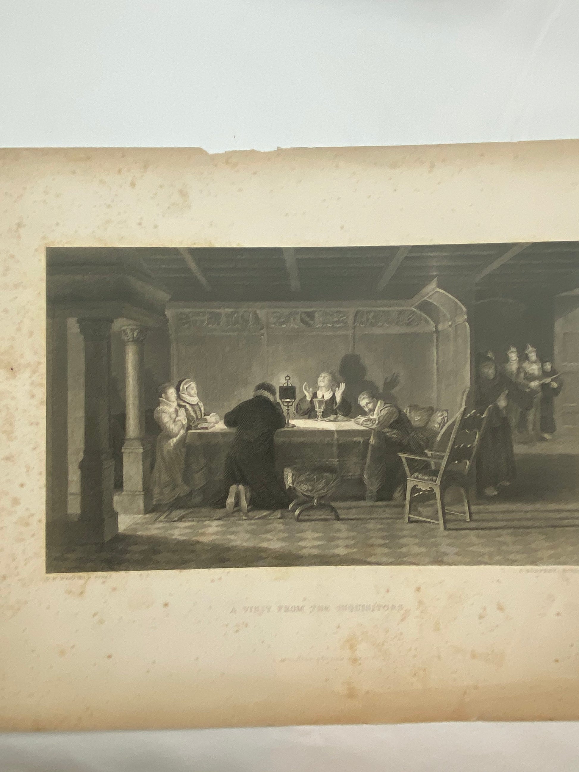 Antique "A Visit from the Inquisitors" by David Wynfield engraving