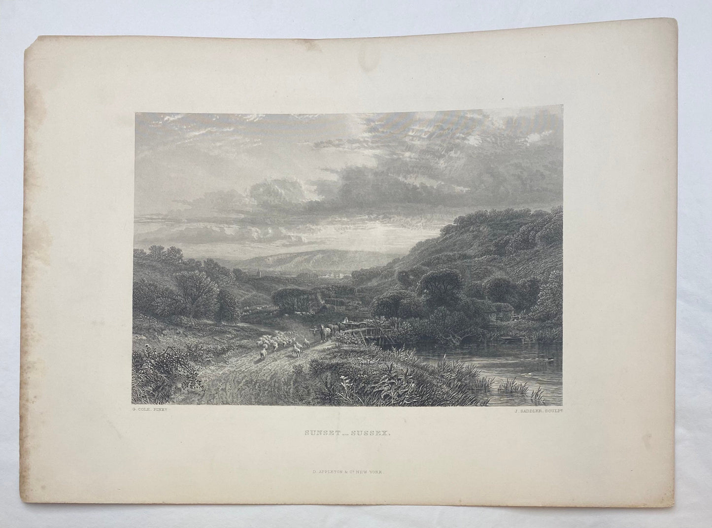 Antique "Sunset - Sussex" by George Cole engraving