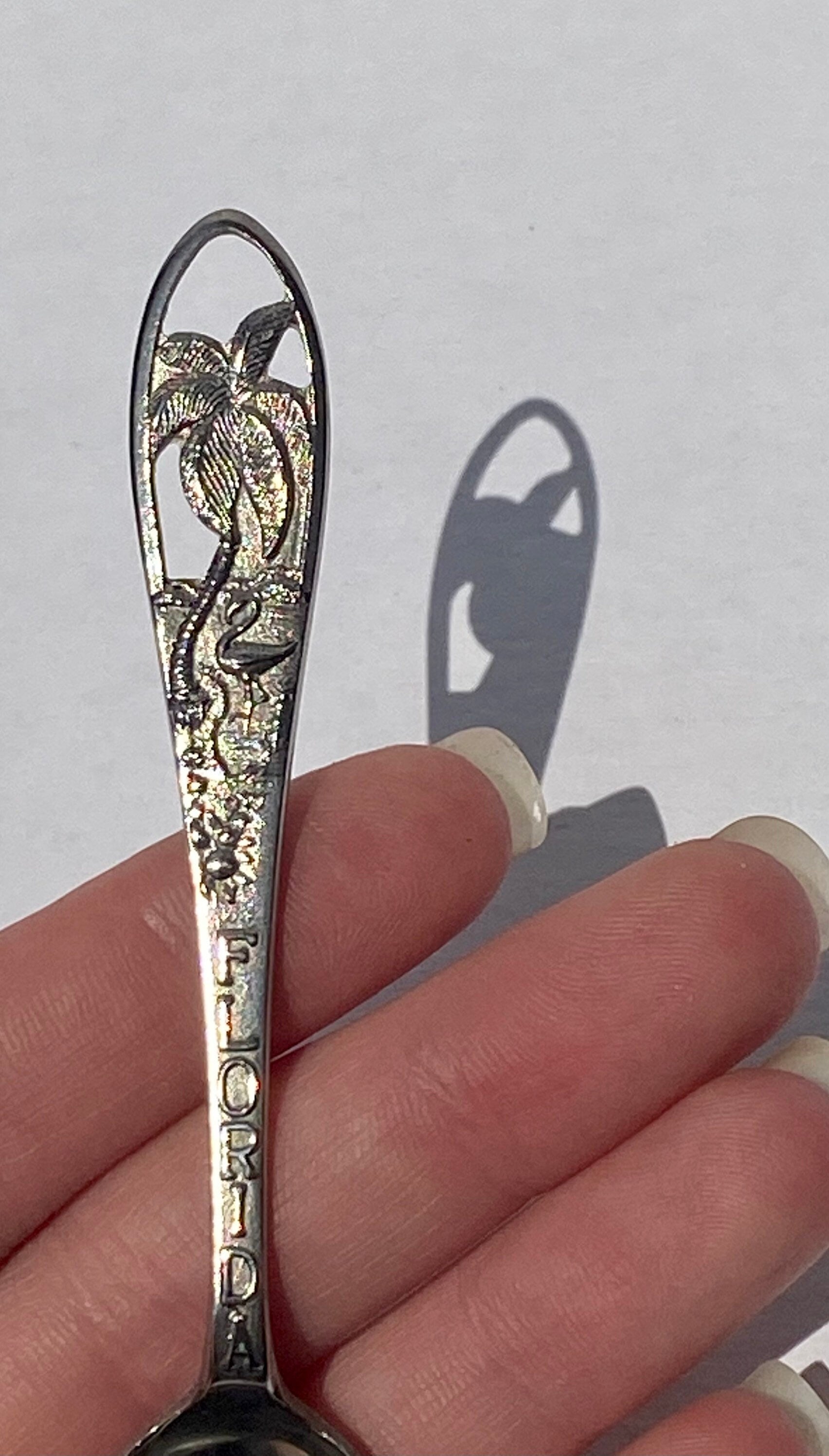 Vintage Sterling Silver Florida Souvenir Spoon Royal Palm tree