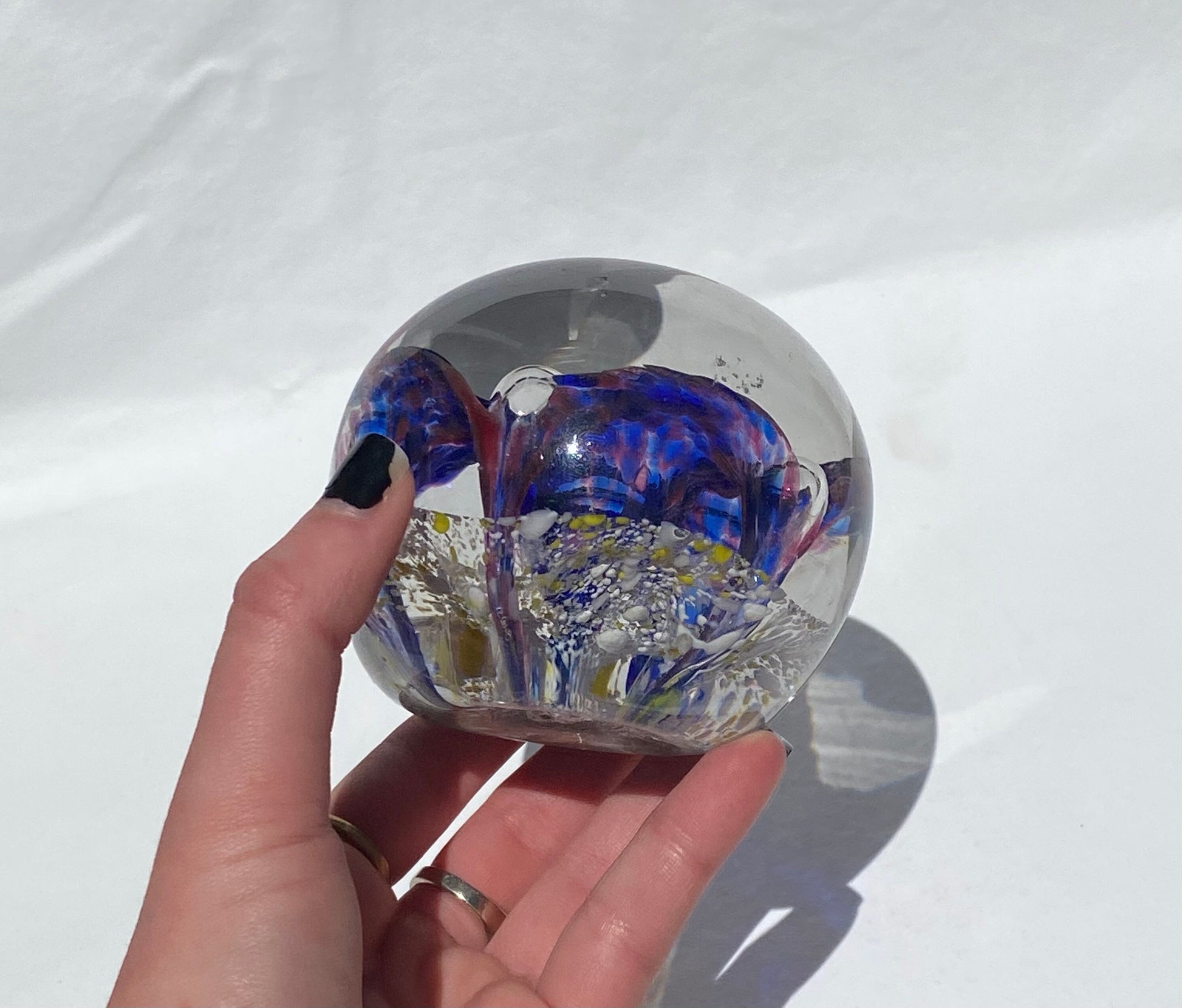 Vintage Murano Glass Paperweight, Blue Desk Decor, Decorative Office Accessory, Paperweight Collectible