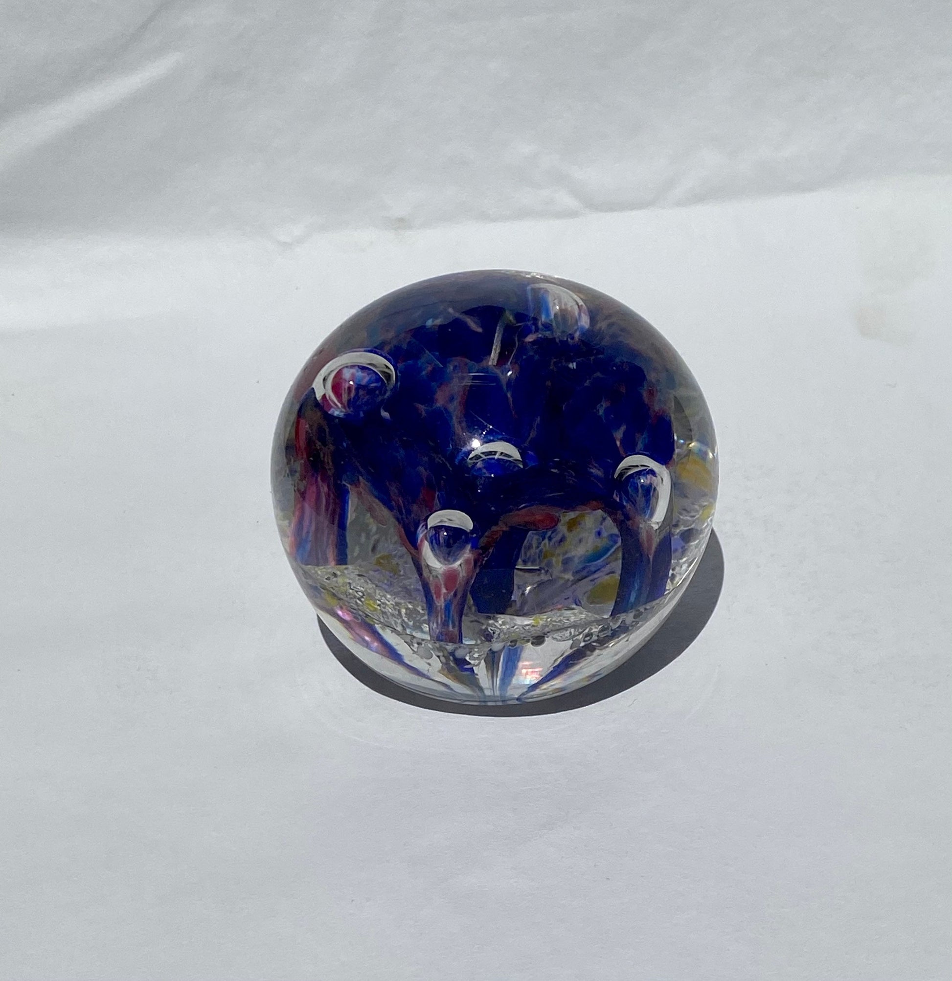 Vintage Murano Glass Paperweight, Blue Desk Decor, Decorative Office Accessory, Paperweight Collectible