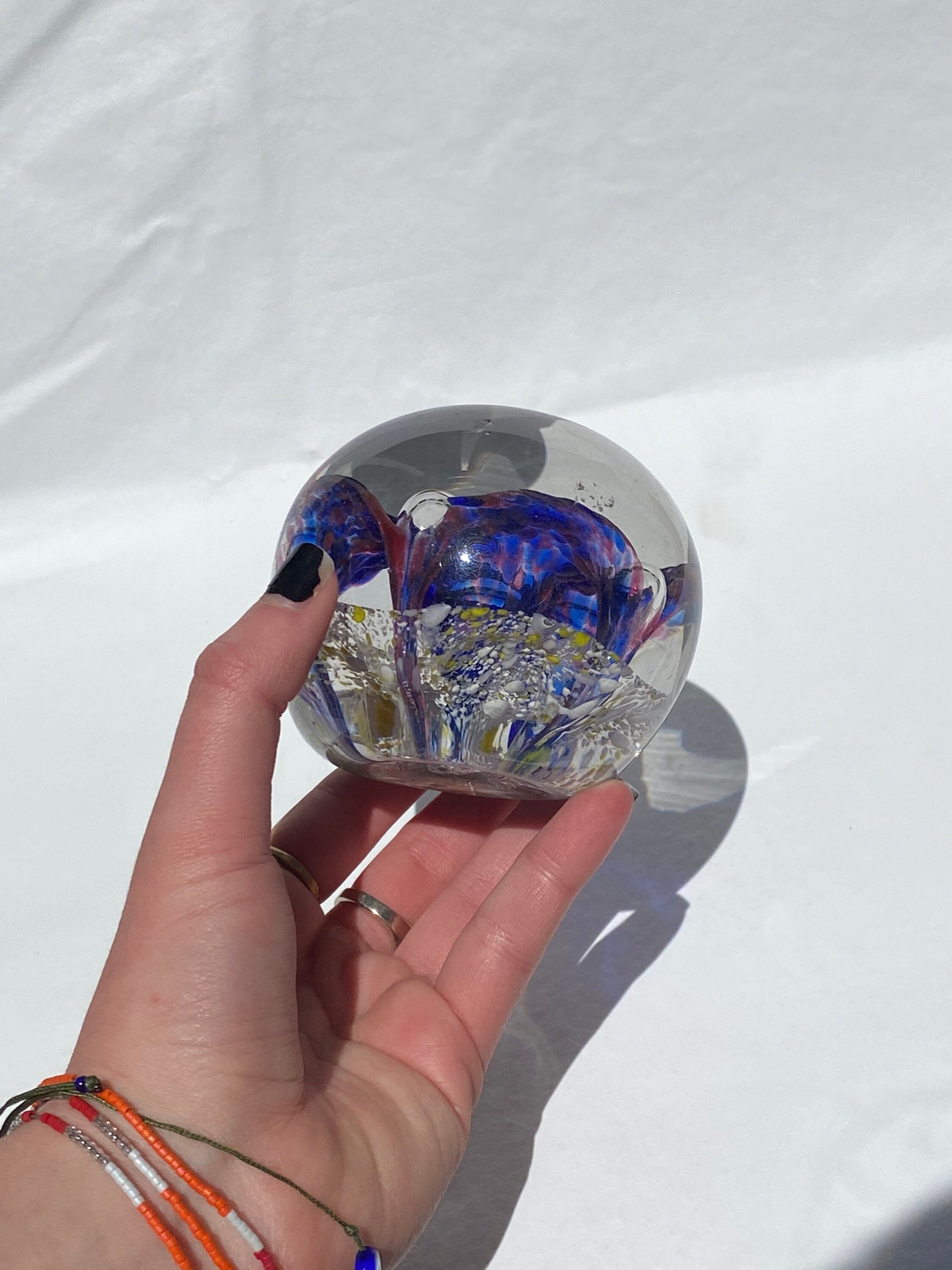 Vintage Murano Glass Paperweight, Blue Desk Decor, Decorative Office Accessory, Paperweight Collectible