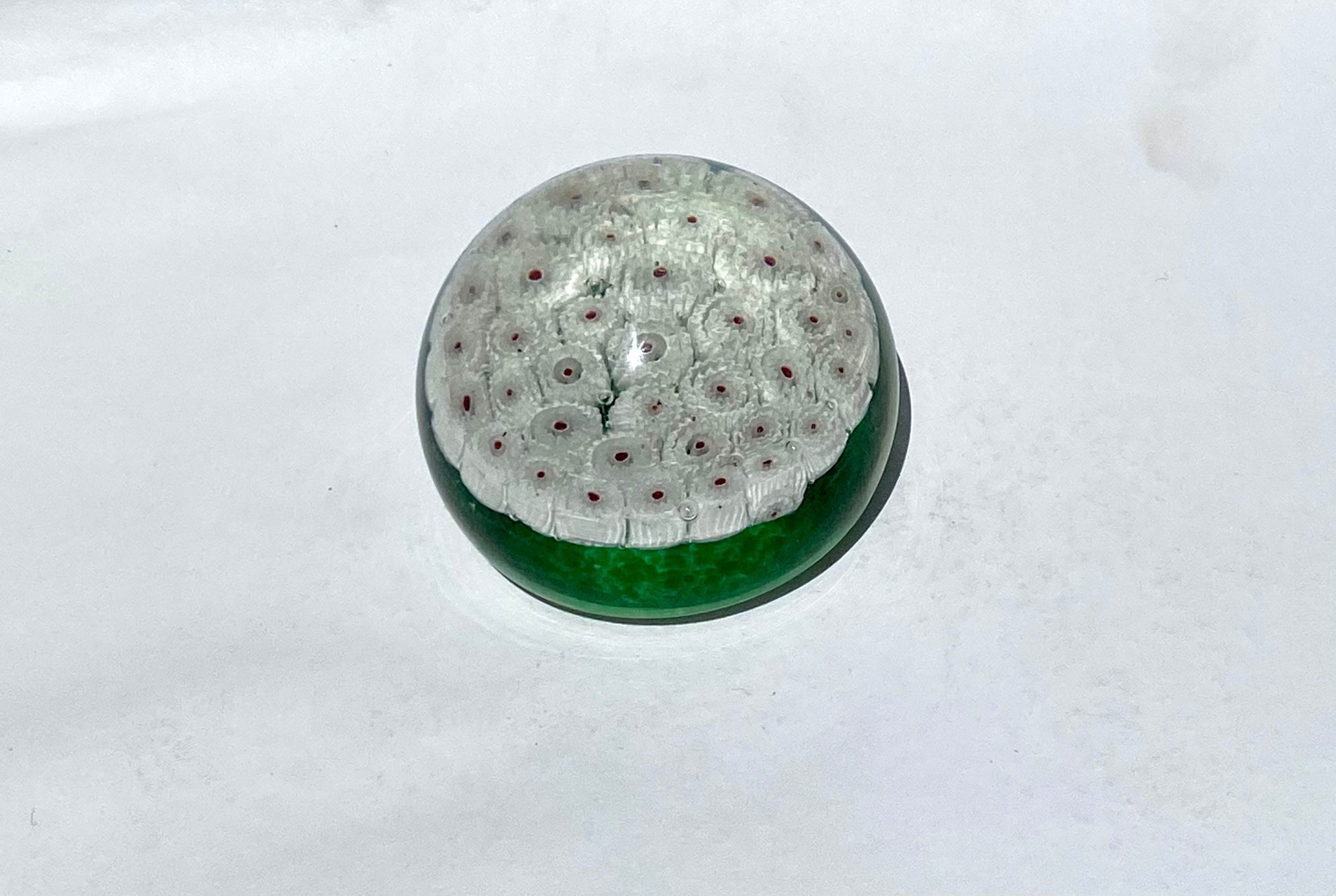 Vintage Green Glass Murano Paperweight, Blown Glass Collectible, Desk Decor, Unique Office Gift