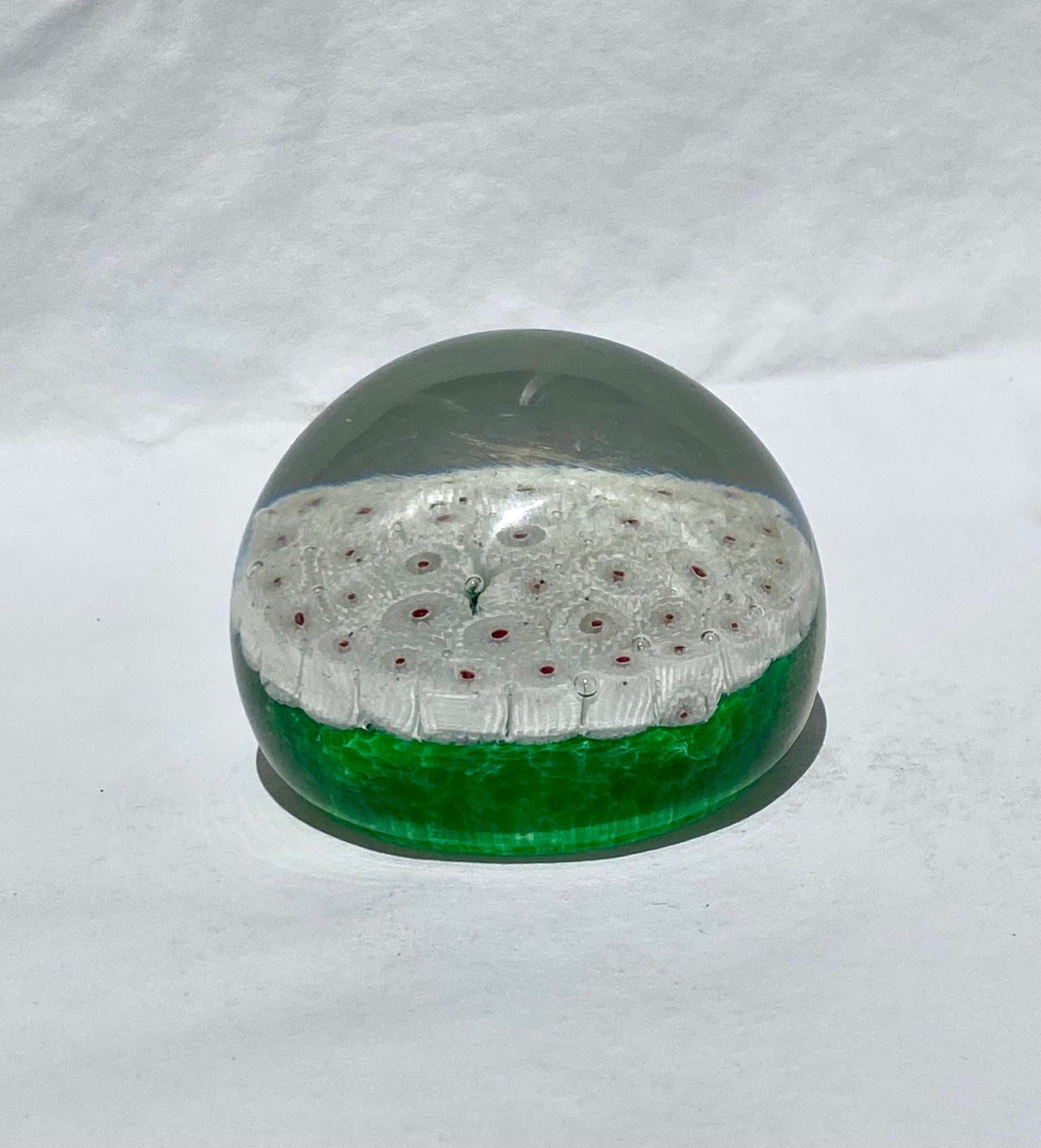 Vintage Green Glass Murano Paperweight, Blown Glass Collectible, Desk Decor, Unique Office Gift