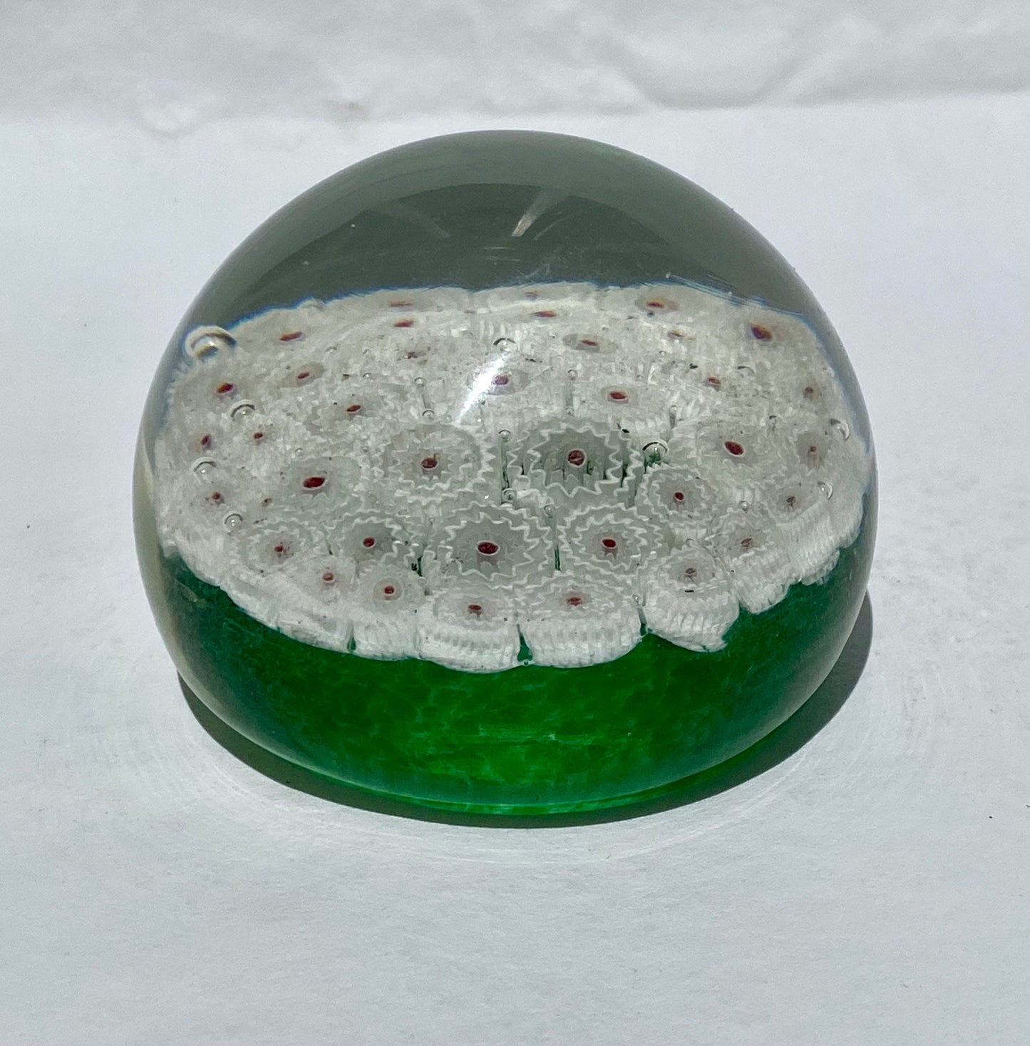 Vintage Green Glass Murano Paperweight, Blown Glass Collectible, Desk Decor, Unique Office Gift