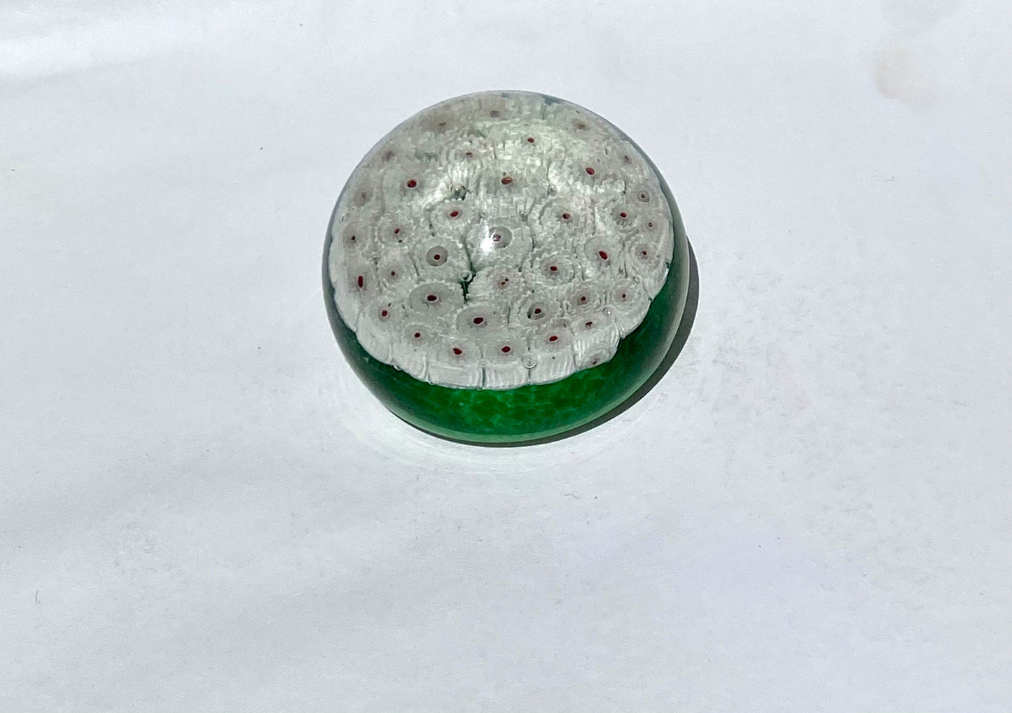 Vintage Green Glass Murano Paperweight, Blown Glass Collectible, Desk Decor, Unique Office Gift