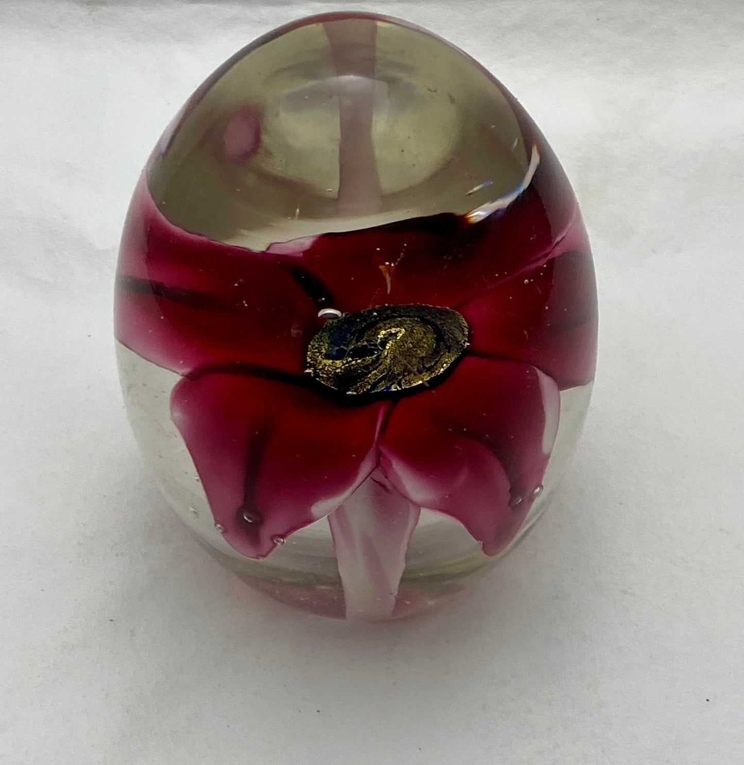 Vintage Glass Flower Paperweight | Home & Office Decor