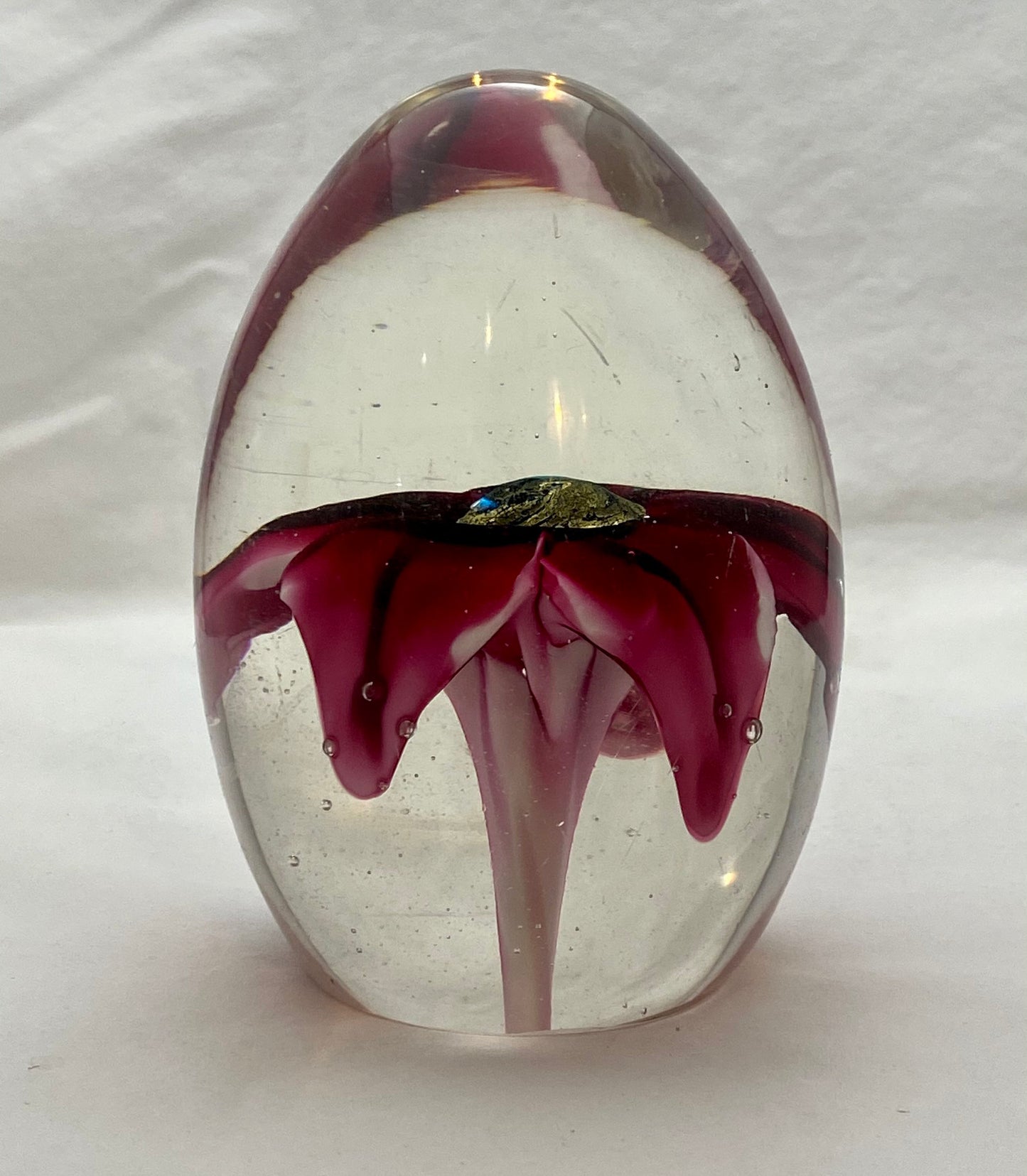 Vintage Glass Flower Paperweight | Home & Office Decor