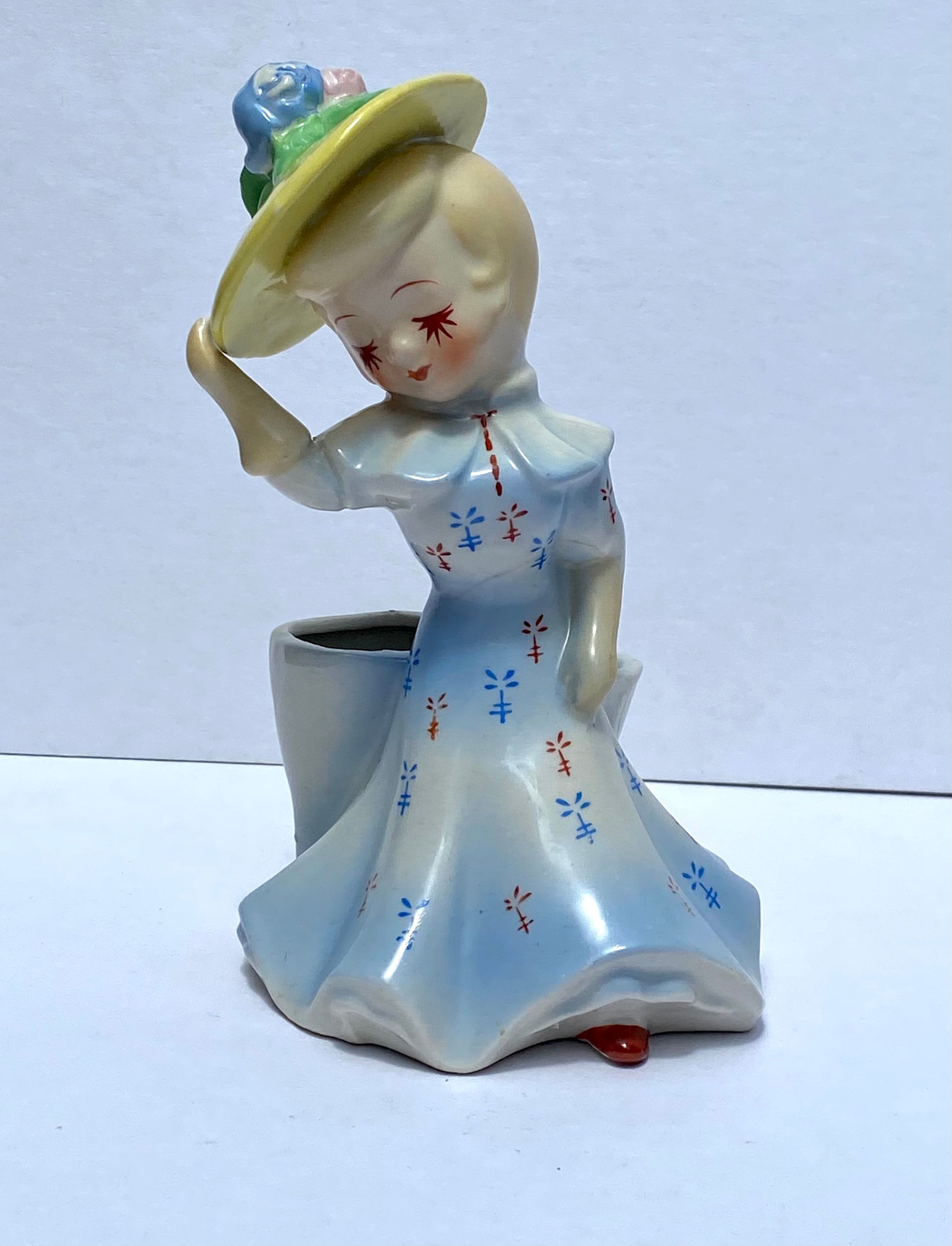 Vintage Japanese Hand painted Porcelain Vase Figure