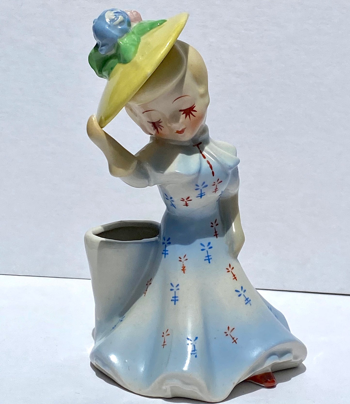 Vintage Japanese Hand painted Porcelain Vase Figure