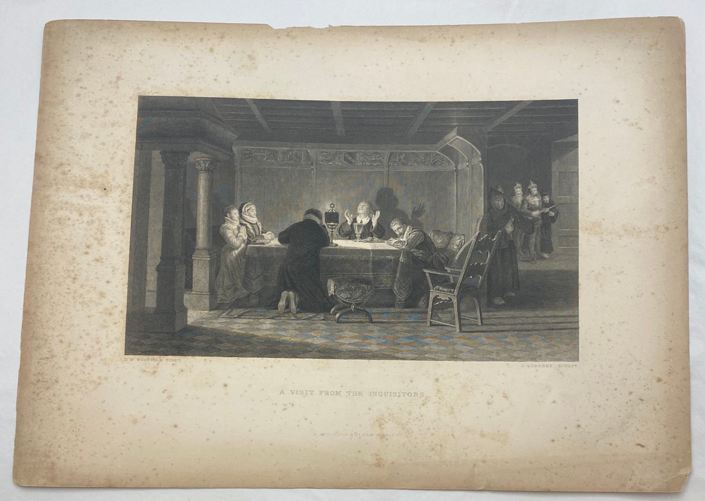 Antique "A Visit from the Inquisitors" by David Wynfield engraving