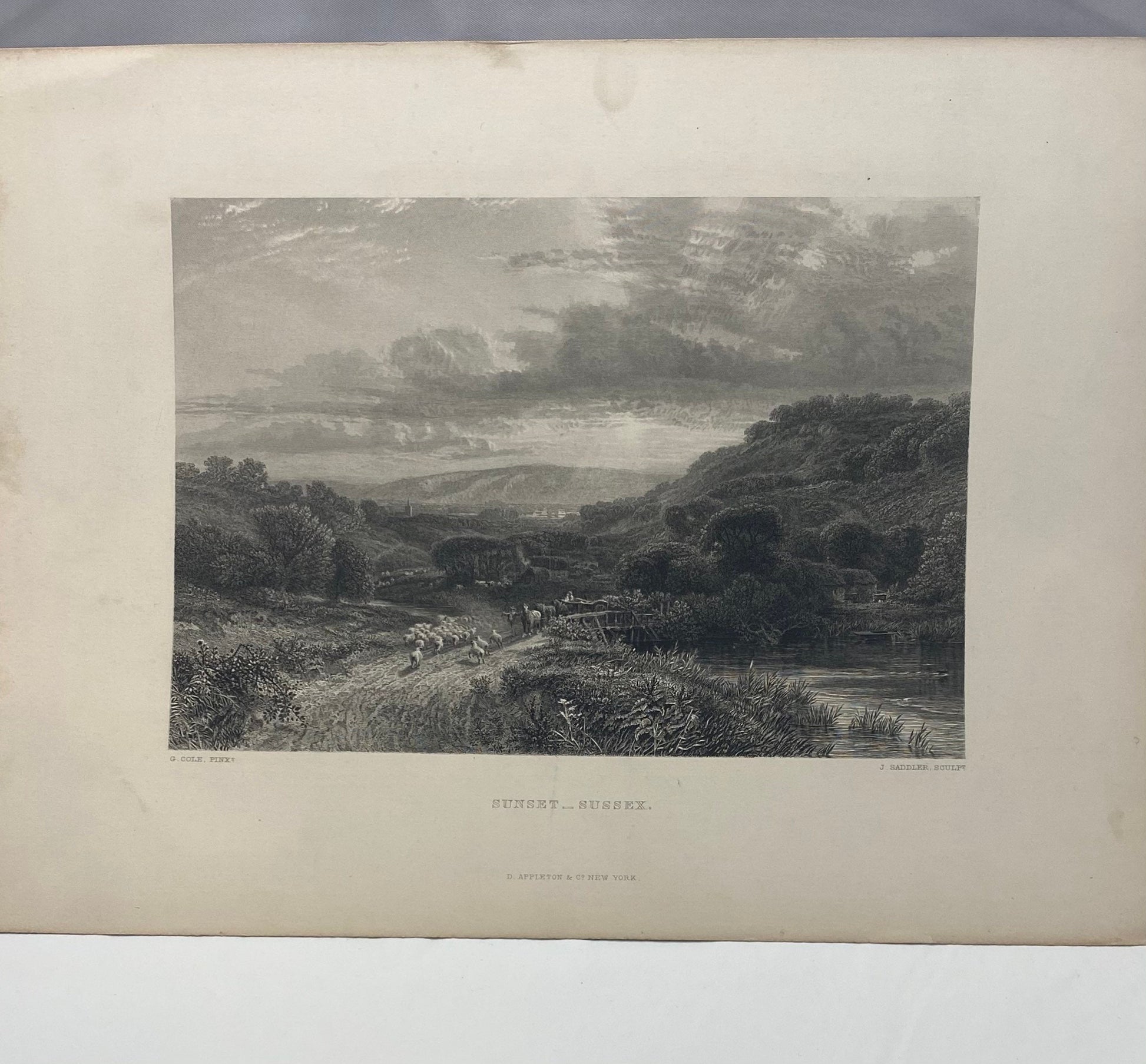 Antique "Sunset - Sussex" by George Cole engraving