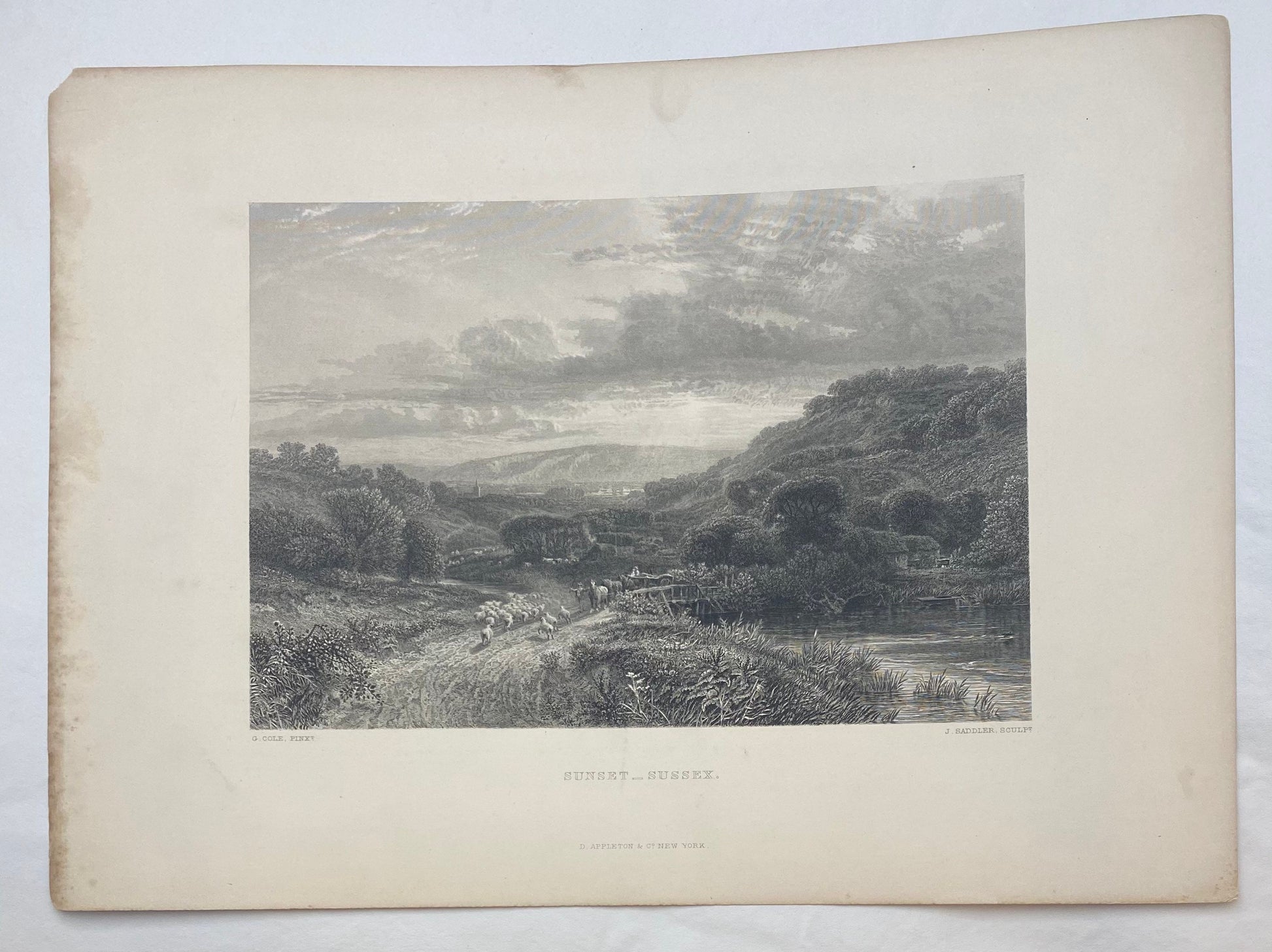 Antique "Sunset - Sussex" by George Cole engraving