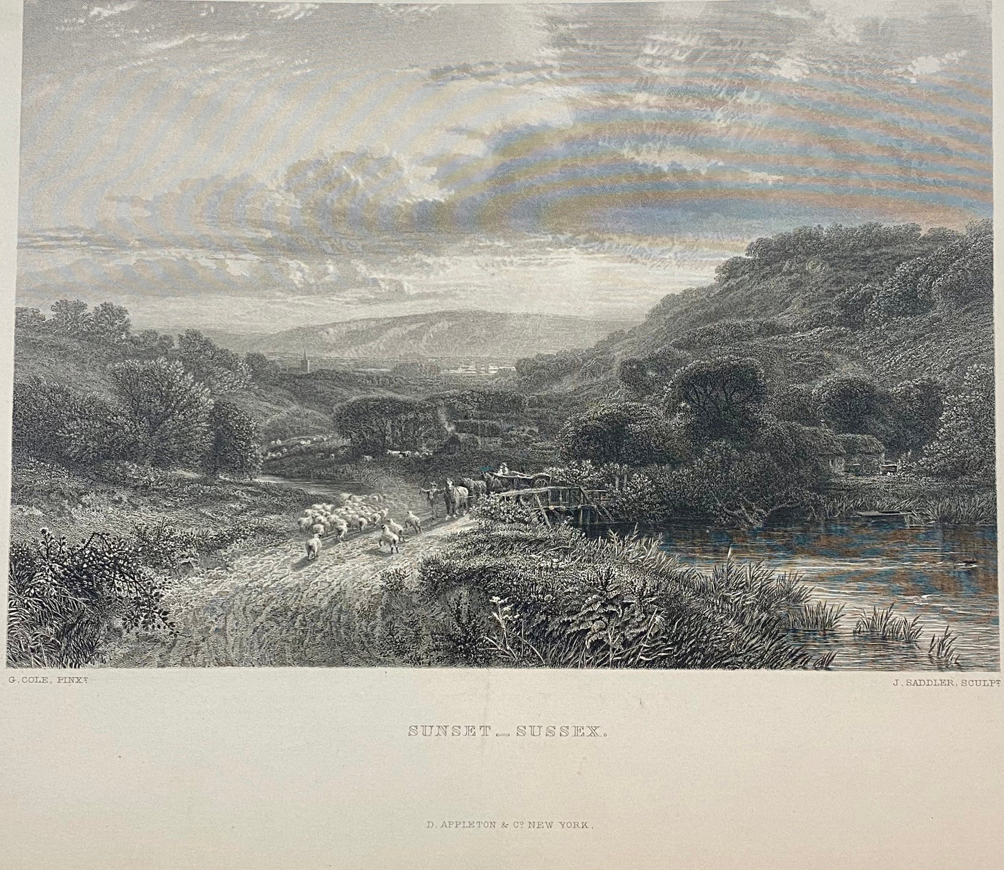 Antique "Sunset - Sussex" by George Cole engraving