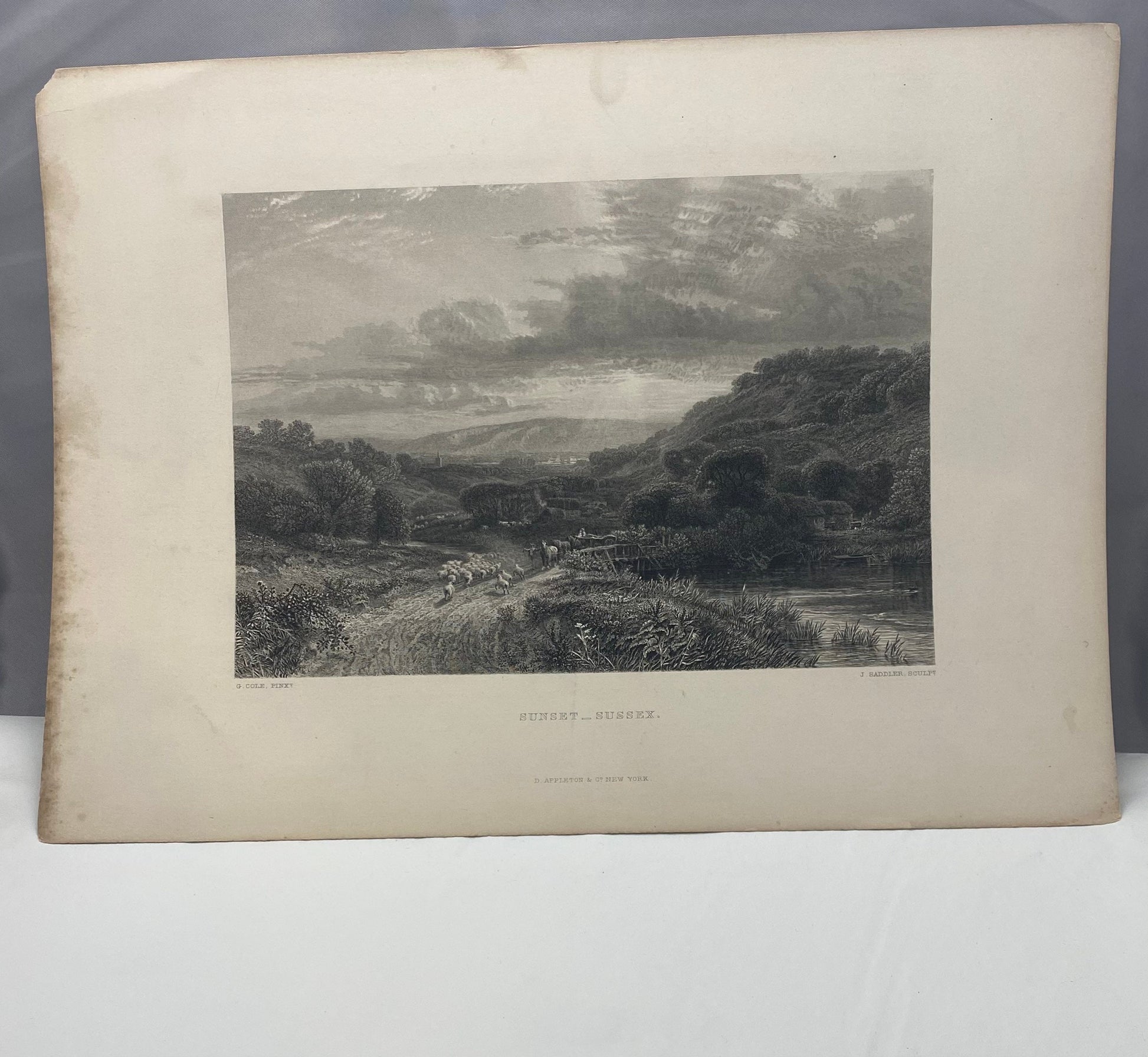 Antique "Sunset - Sussex" by George Cole engraving