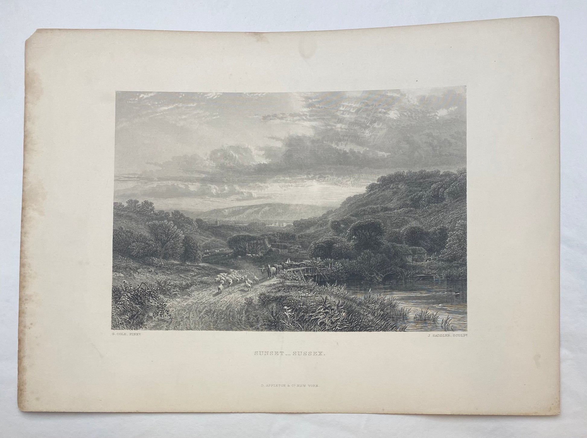 Antique "Sunset - Sussex" by George Cole engraving