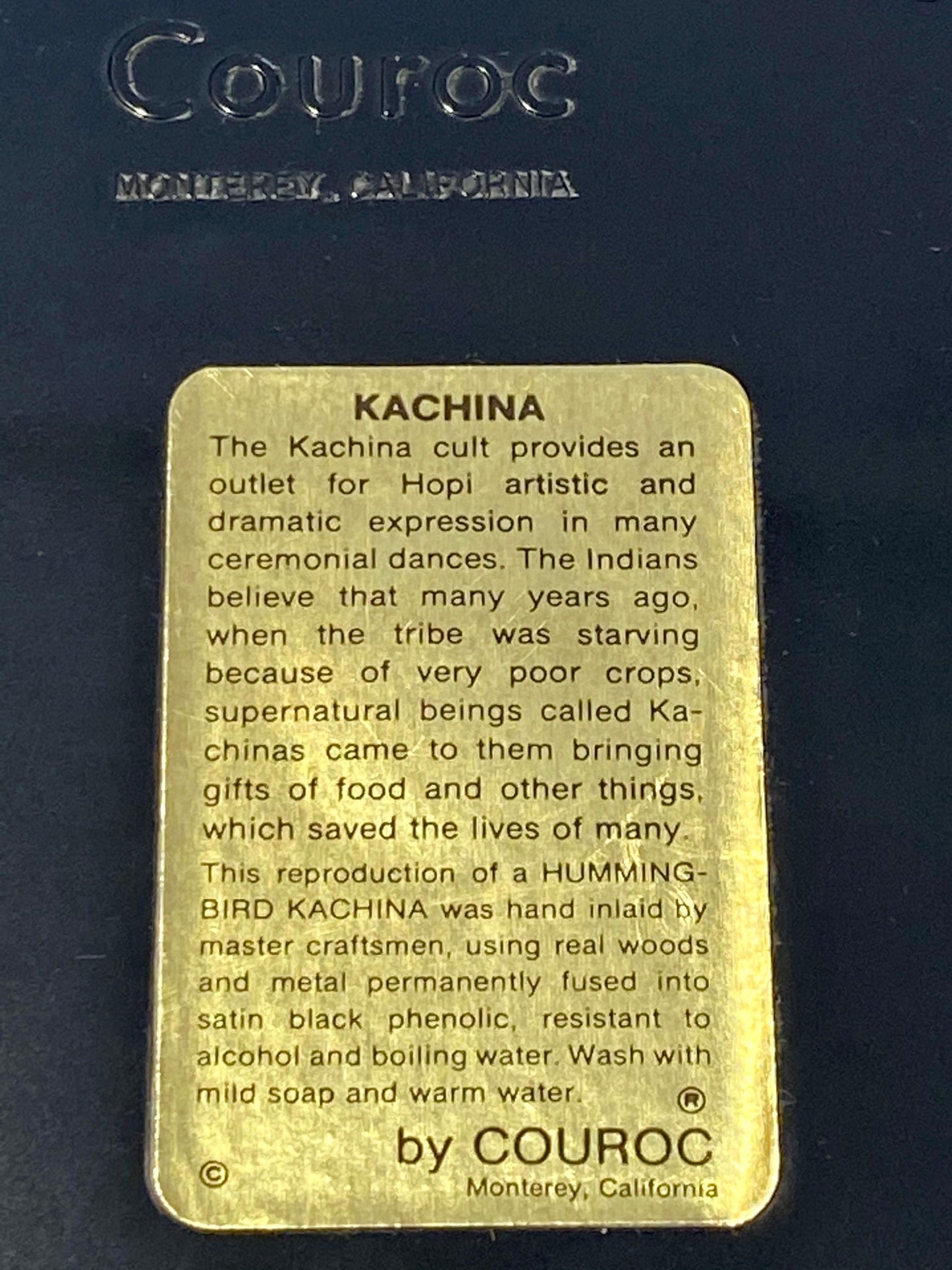 Vintage Mid-Century Lacquer Couroc Tray, Kachina Design, Unique Handcrafted Home Decor Tray