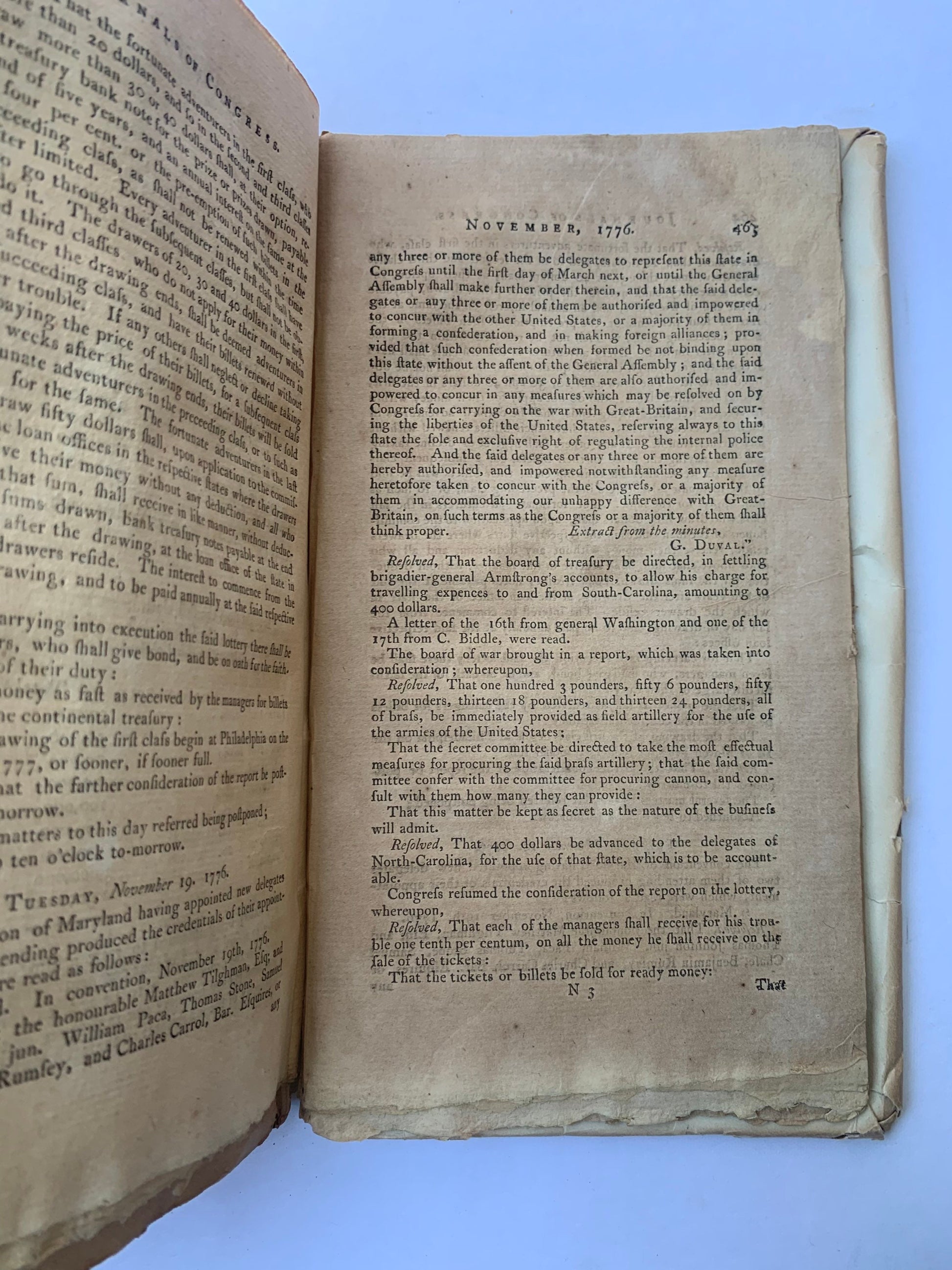 Amazingly rare Journals of Congress from 1776, the framing of the Declaration of Independence, chronicles the birth of the United States