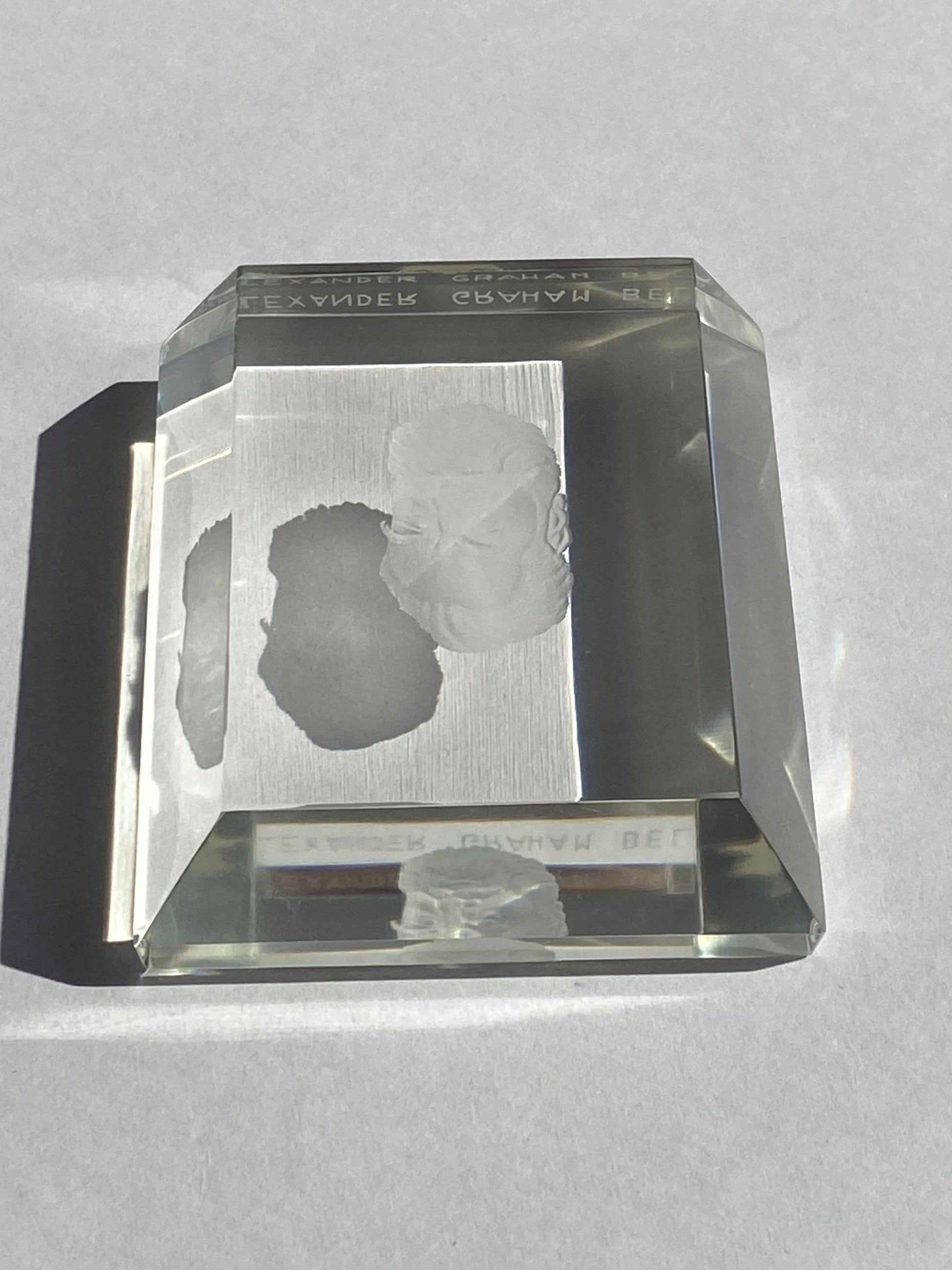 Alexander Graham Bell Engraved Crystal Paperweight by Vickie Lindstrand for Kosta Boda of Sweden No. 73 out of 200