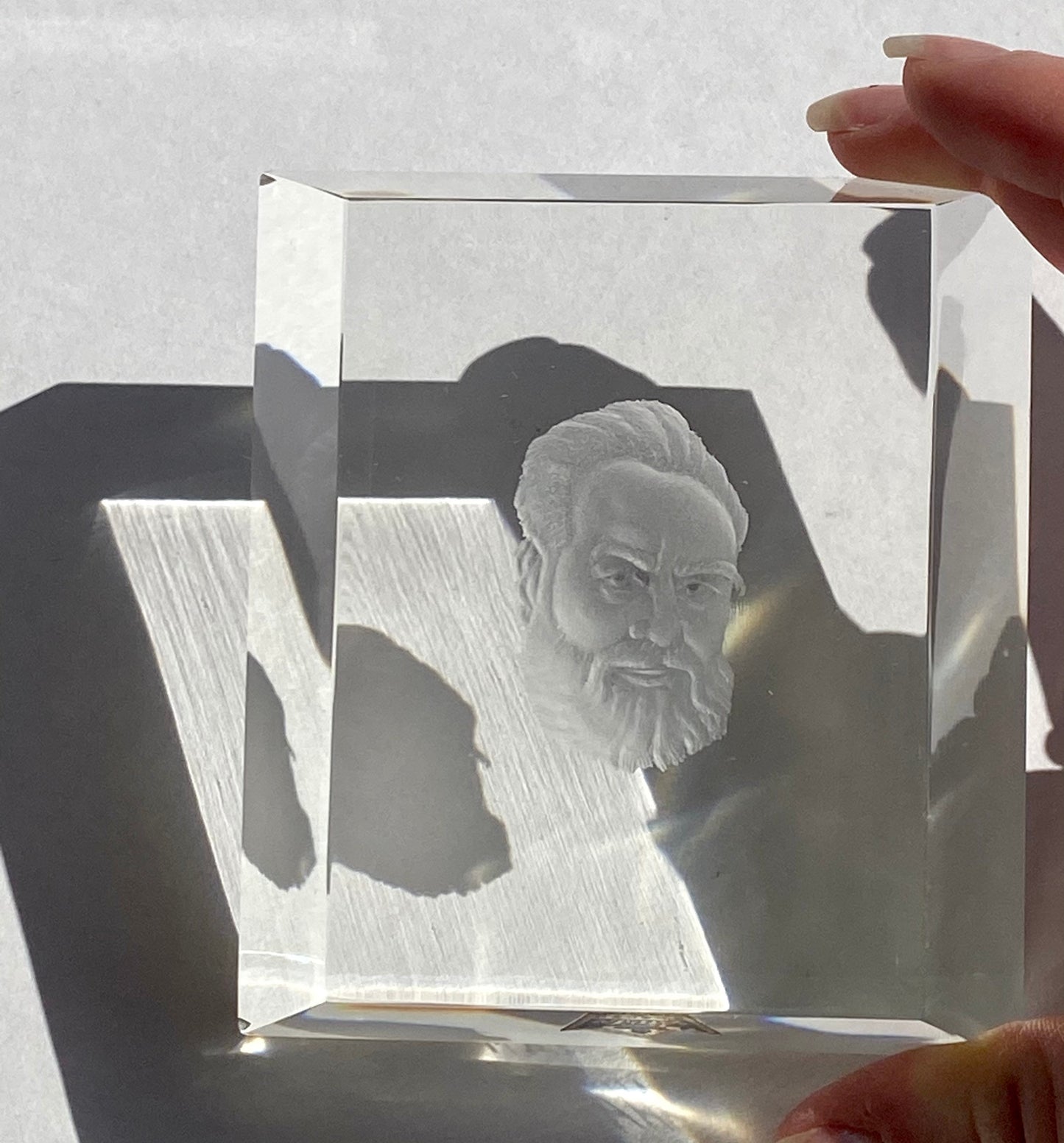 Alexander Graham Bell Engraved Crystal Paperweight by Vickie Lindstrand for Kosta Boda of Sweden No. 73 out of 200