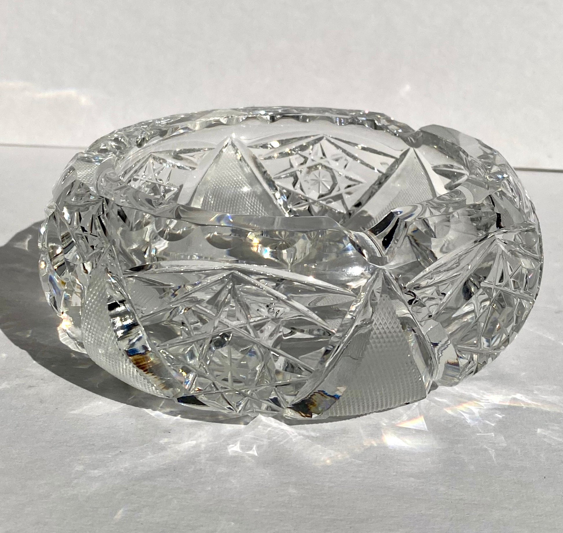 Classic Vintage American Crystal Cut Round Ashtray | Home & Living