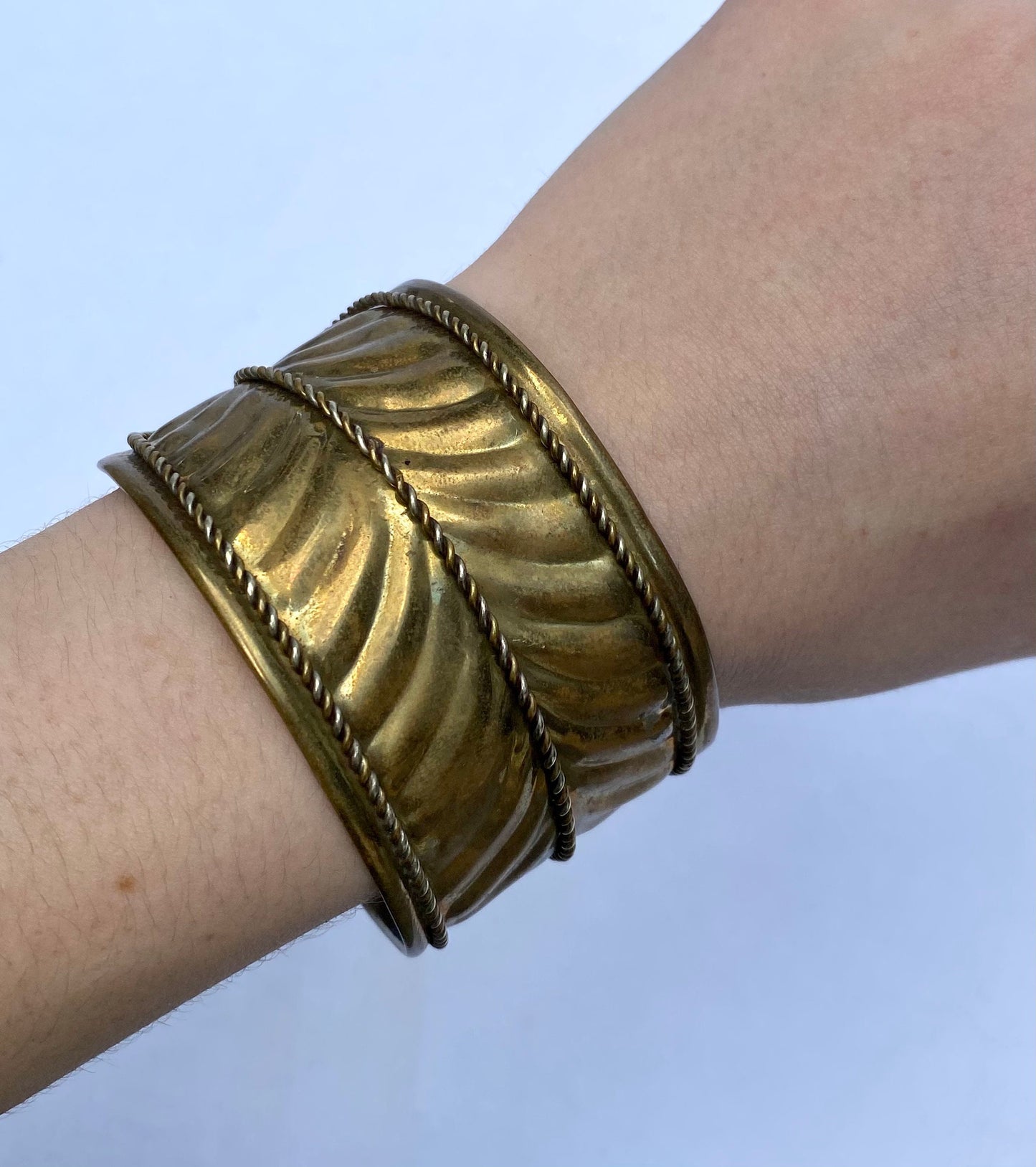 Vintage Indian Brass Woven Cuff Bracelet