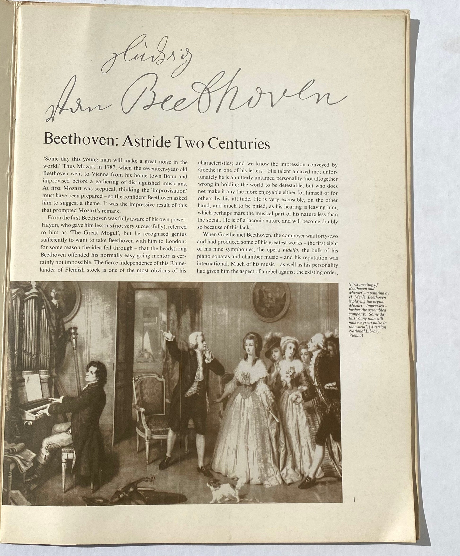 Beethoven Part 1 The Great Musicians Study of Music enclosed with Record