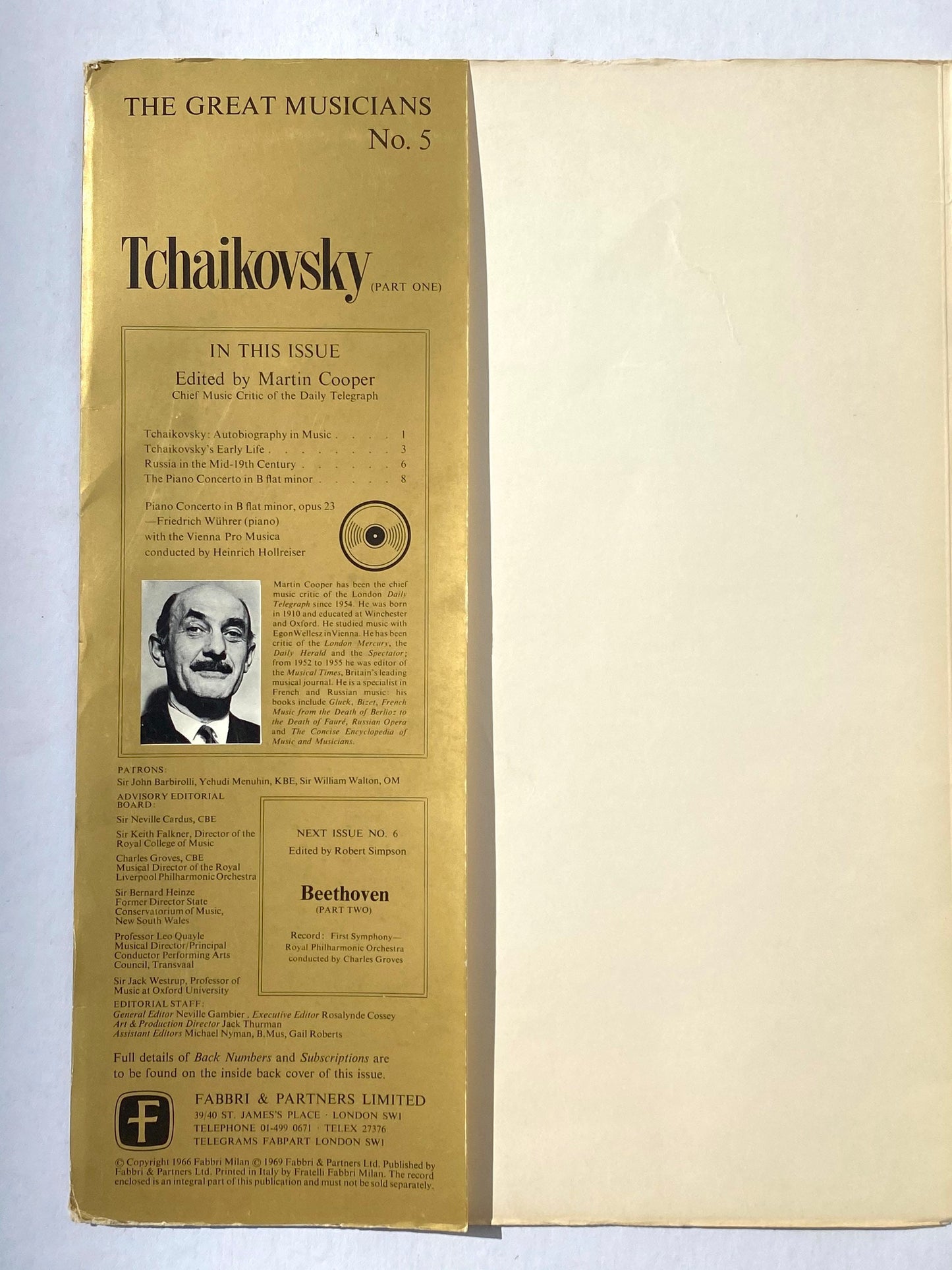 Tchaikovsky Part 1 The Great Musicians Study of Music enclosed with Record