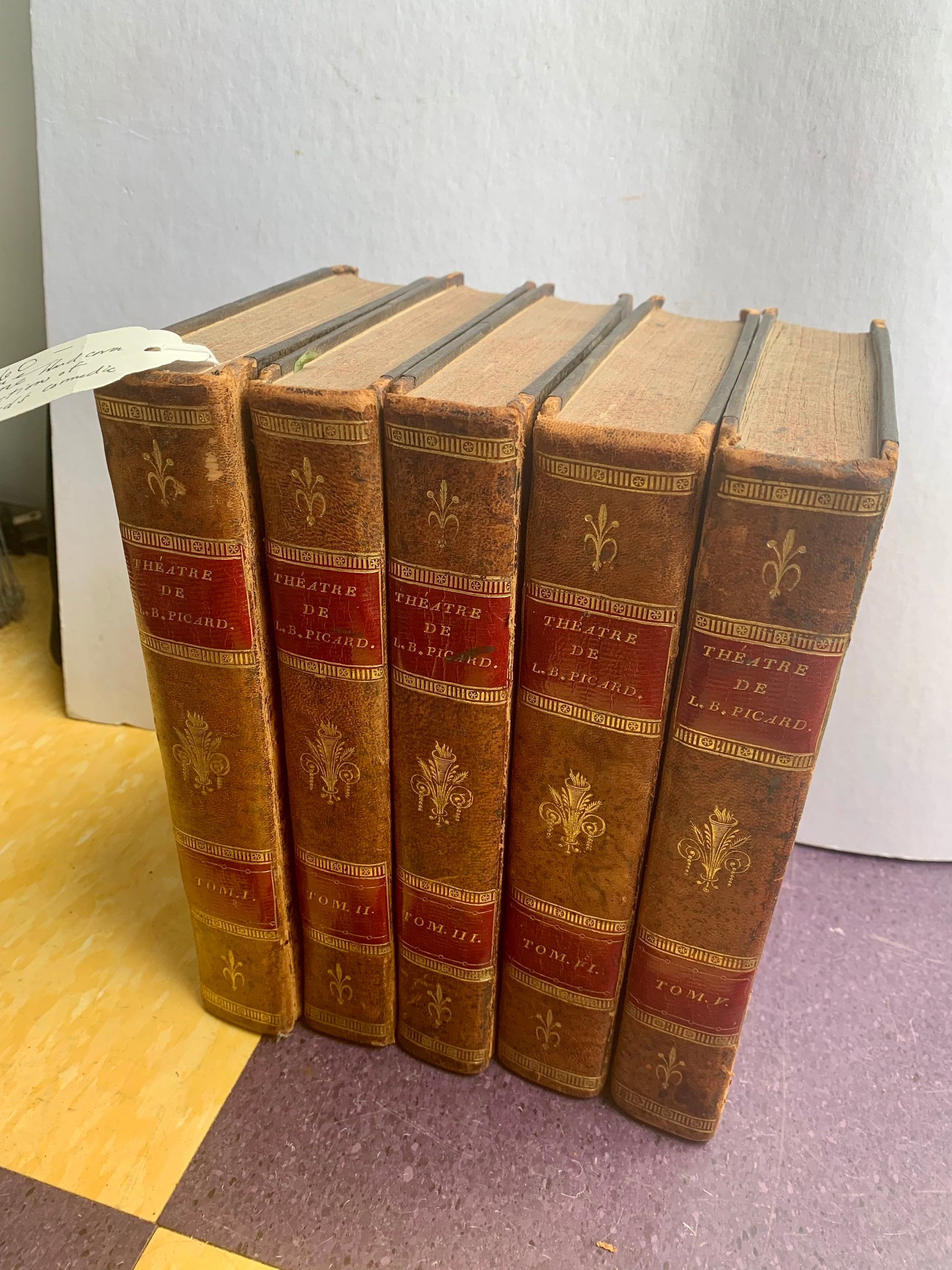 Antique 5 Volume Hardcover Book Collections of L.B. Picard’s Comedic Prose (1812)