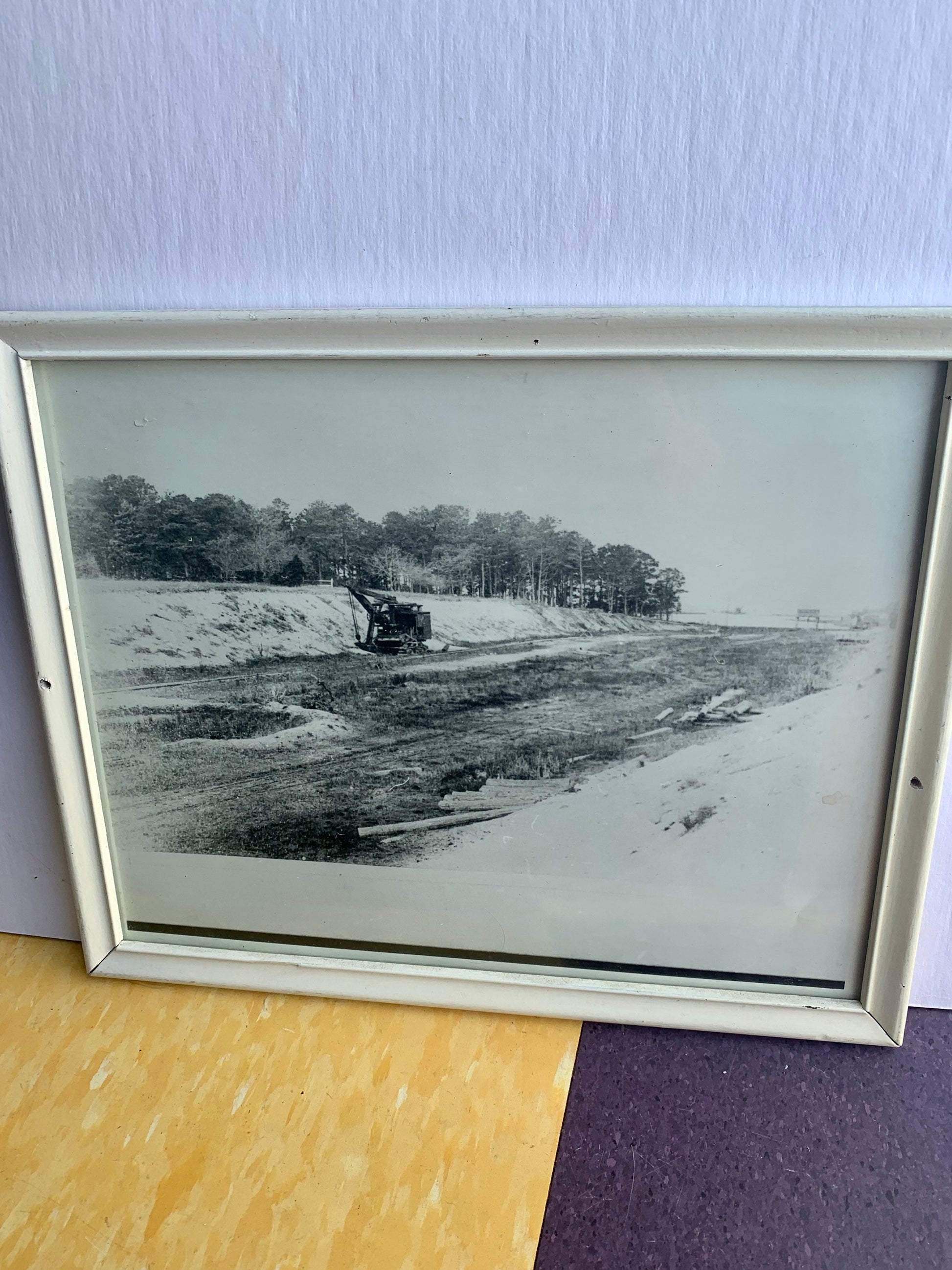 Vintage Black & White Photograph of a Construction Site