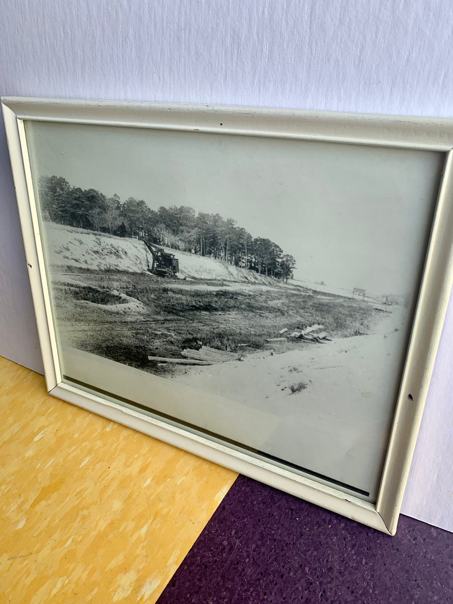 Vintage Black & White Photograph of a Construction Site