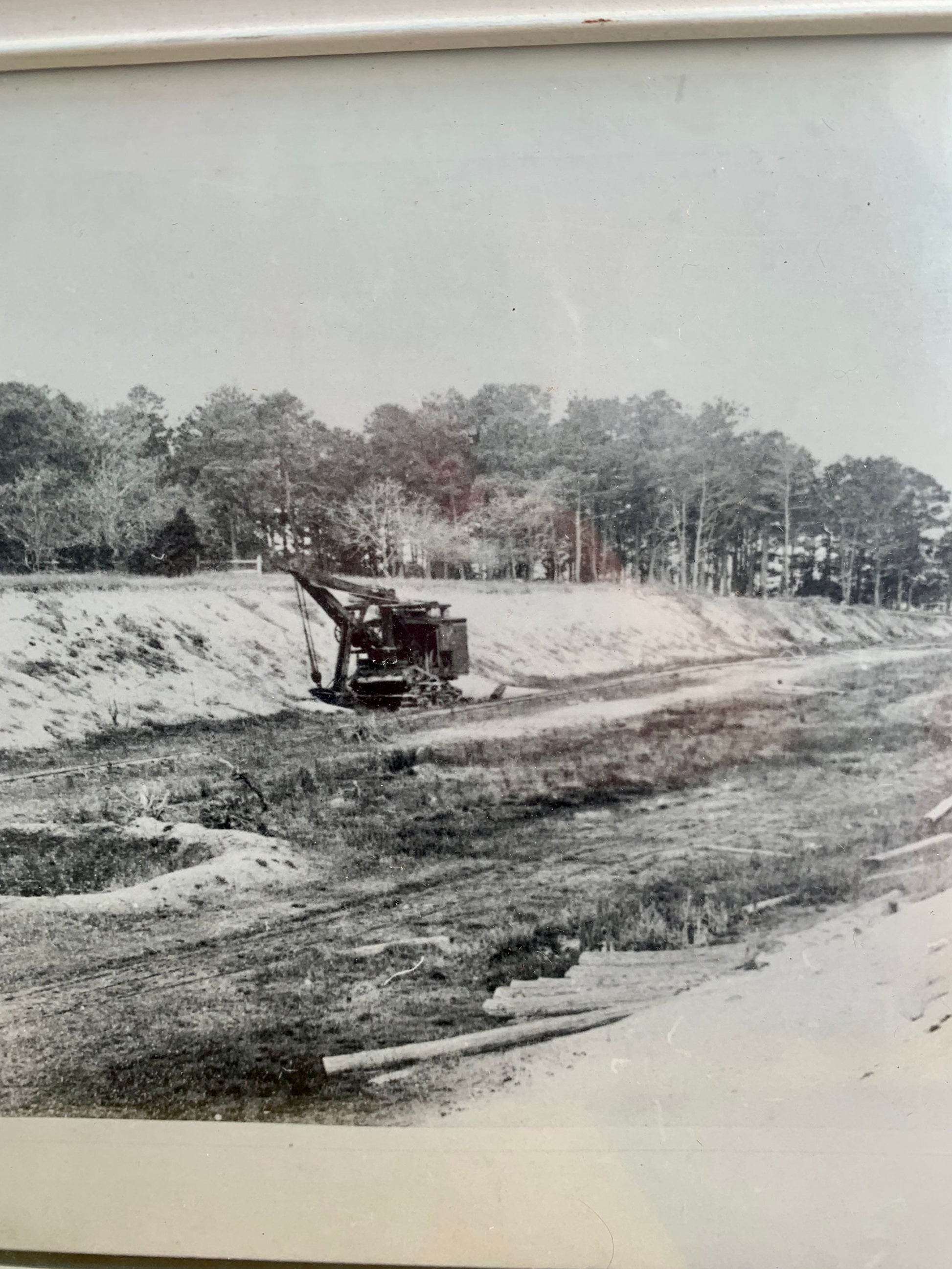 Vintage Black & White Photograph of a Construction Site