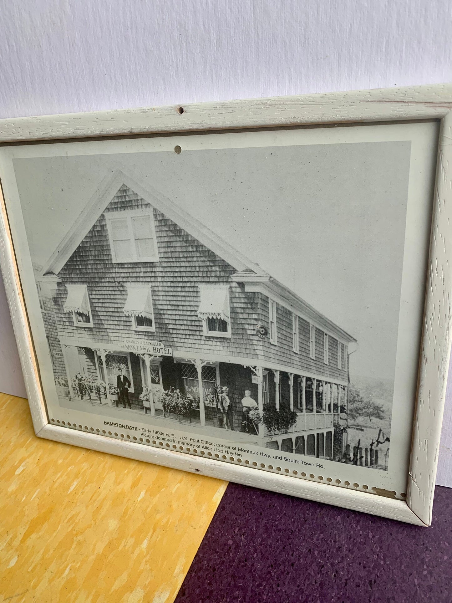 Vintage Black & White Photograph of Hampton Bays: The Montauk Hotel and U.S. Post Office